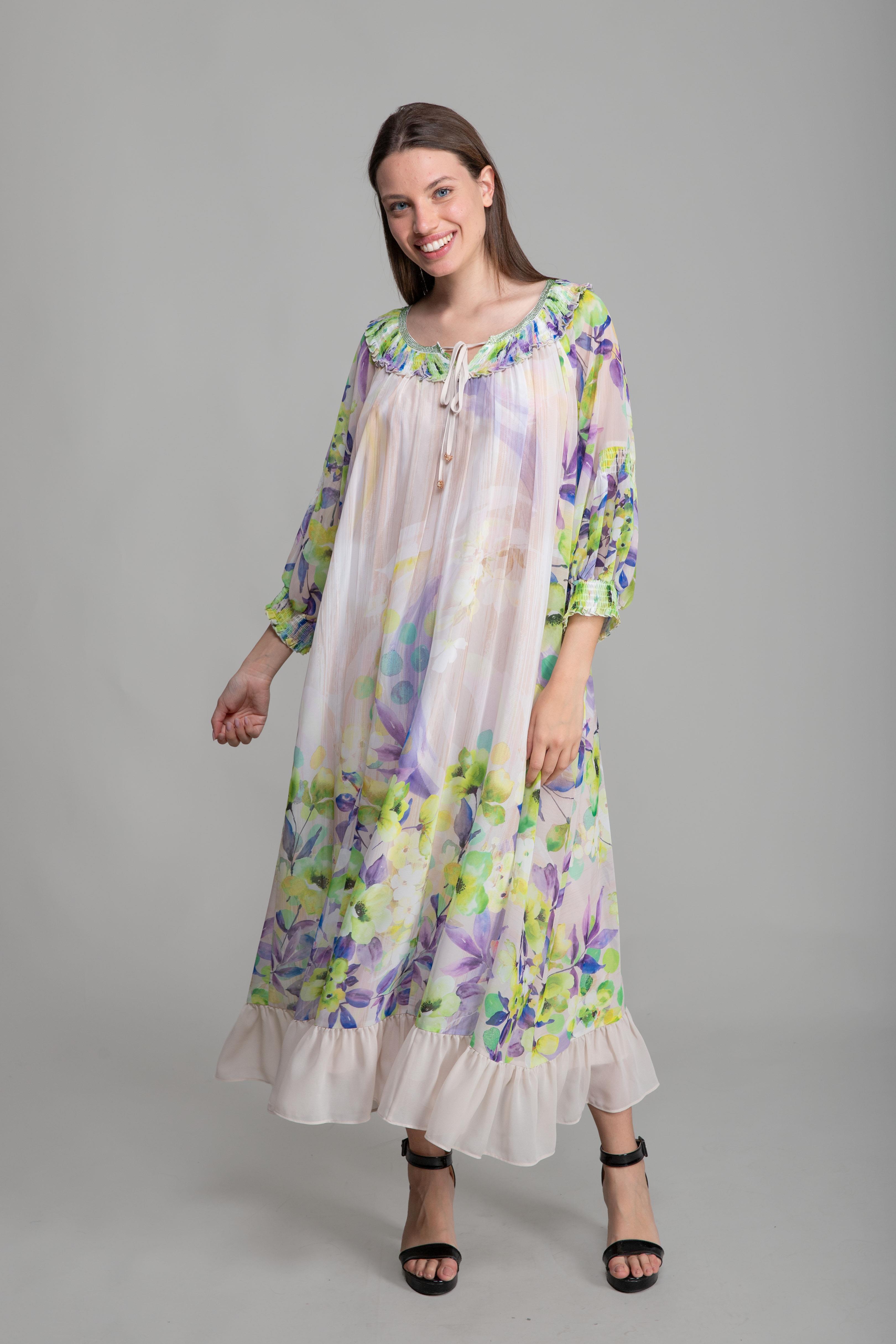 Yuvarlak Yaka Empirme Elegant Elbise