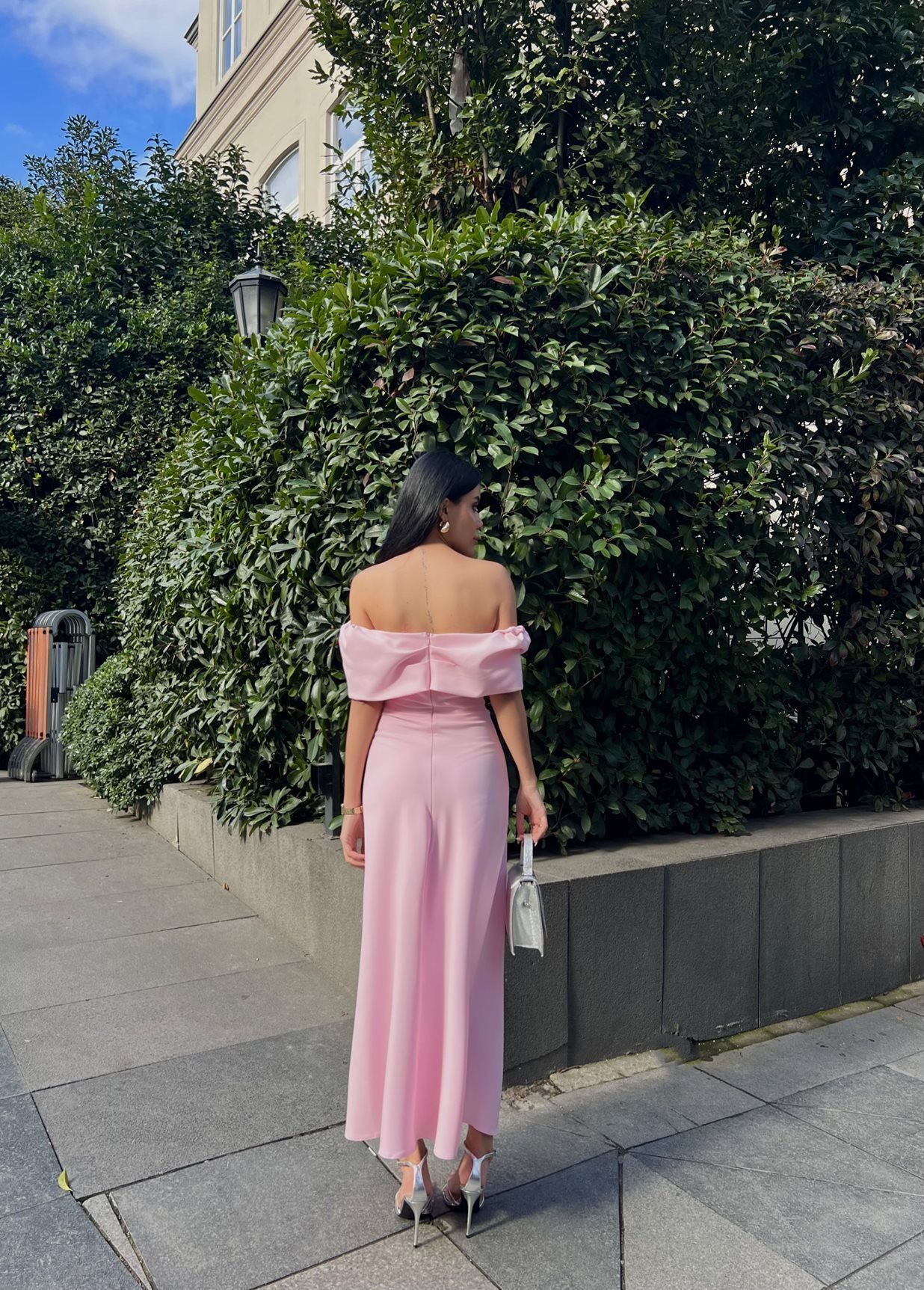 Zarif Pembe Fit And Flare Elbise