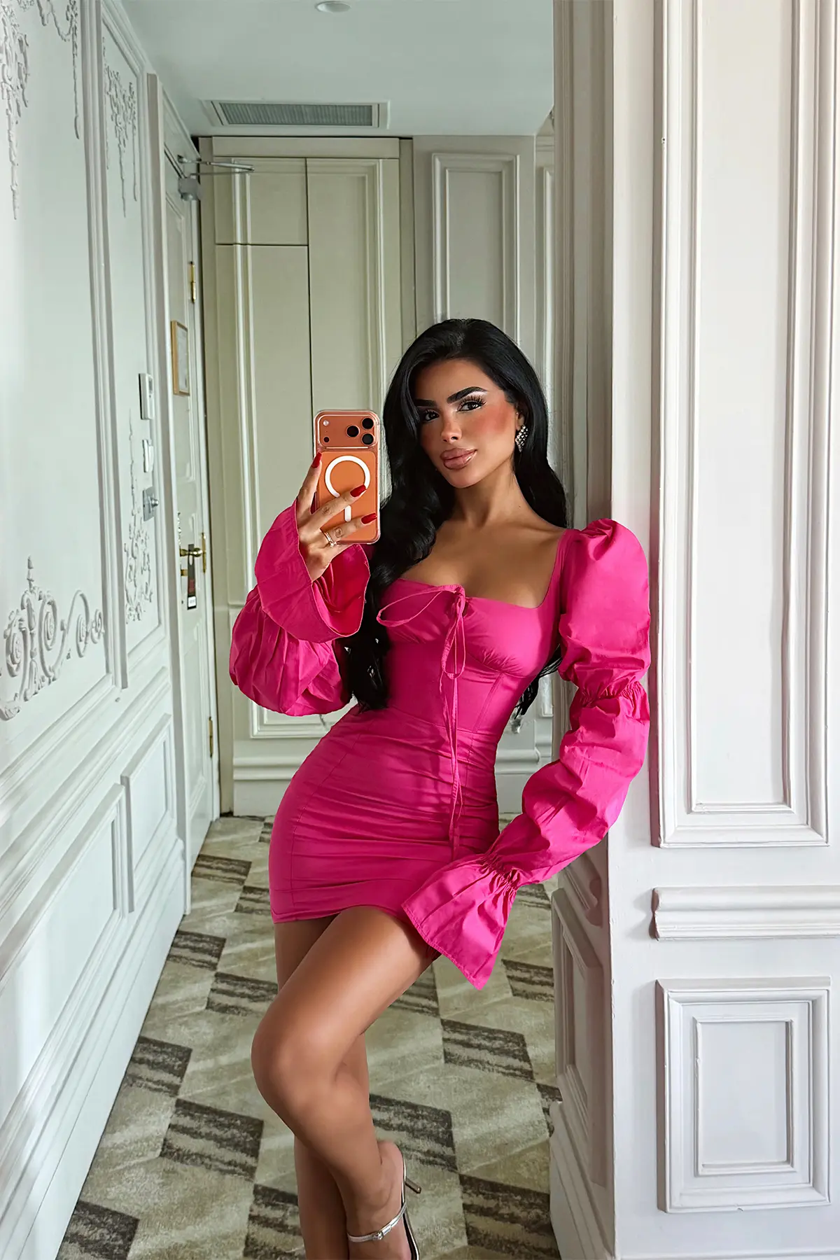 Fuşya Seksi Zarif Bodycon Elbise