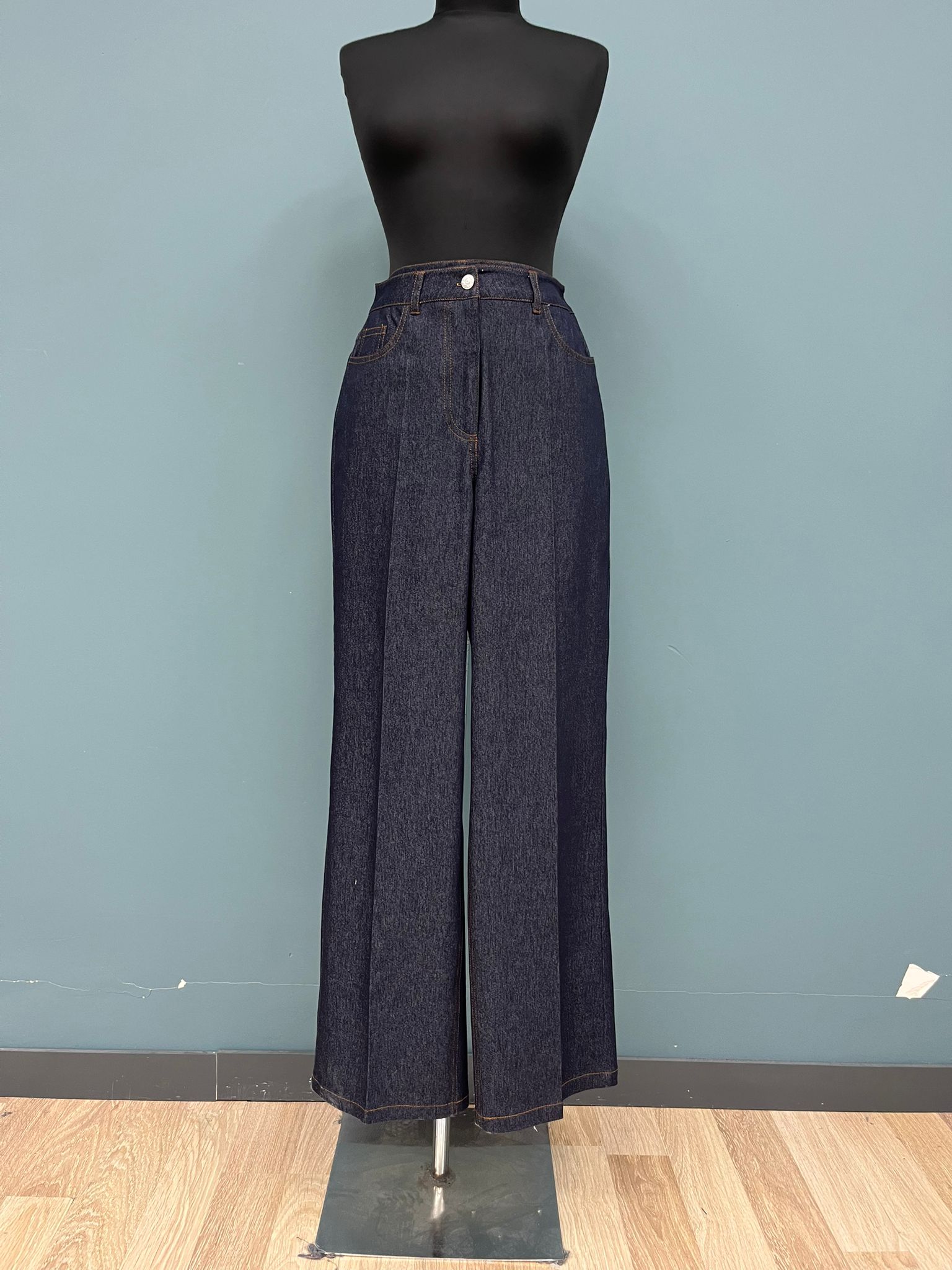 Mavi Gündelik Vintage Palazzo Pantolon