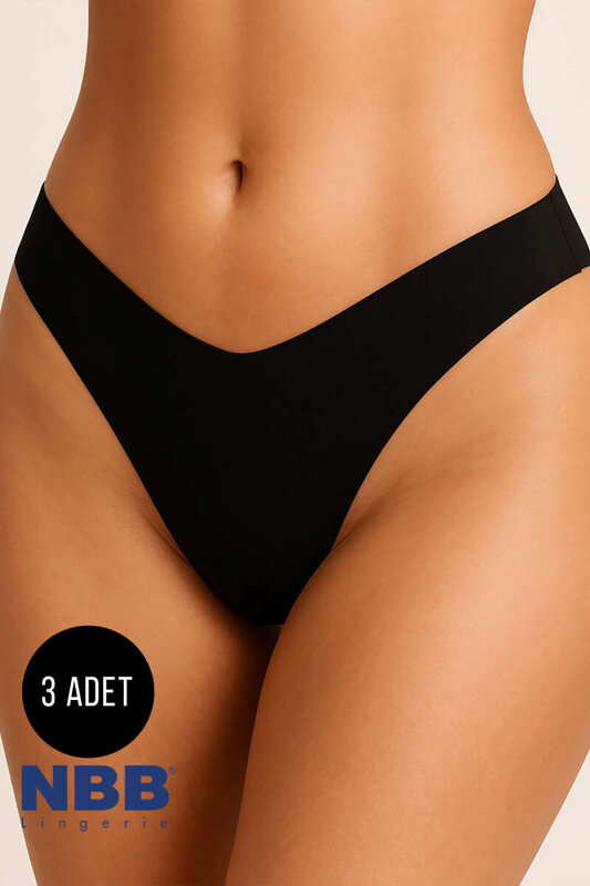 Siyah 3'lü Lazer V Shape Brazillian Külot