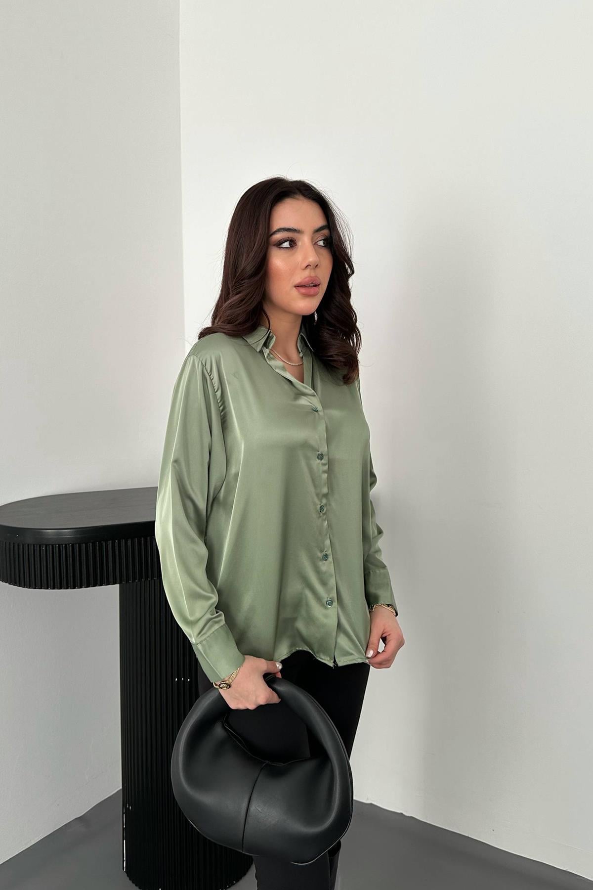 Saten Gömlek - Mint