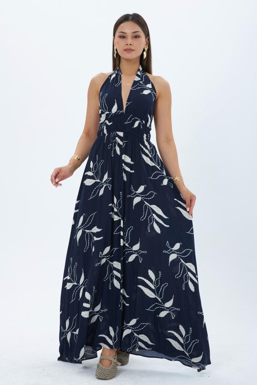 Lacivert Fit And Flare Elbise