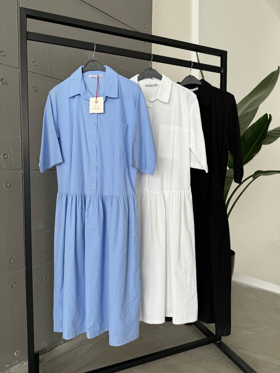 Poplin Maxi Elbise - Siyah