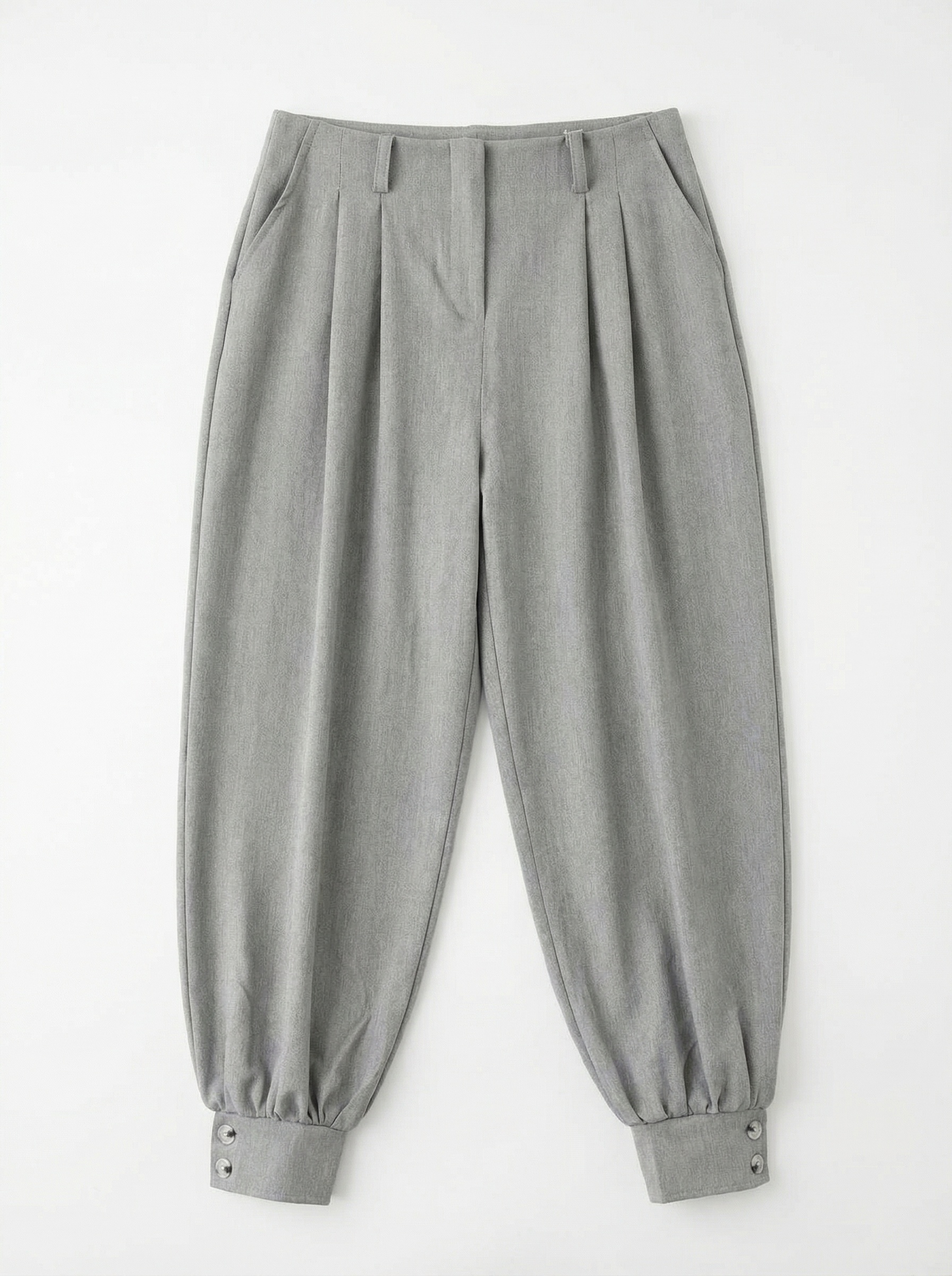 Gri Zarif Tapered Balon Kesim Pantolon