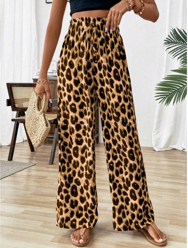Beli Lastikli Leopar Desen Süprem Pantalon