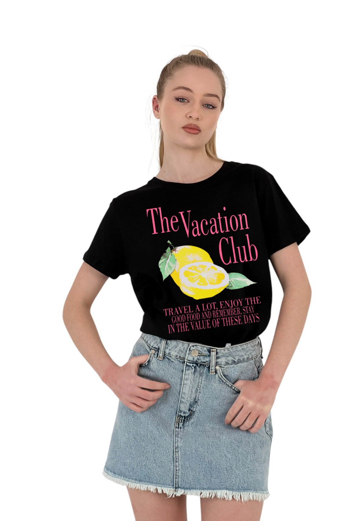 The Vacation Club Baskılı Siyah T-shirt