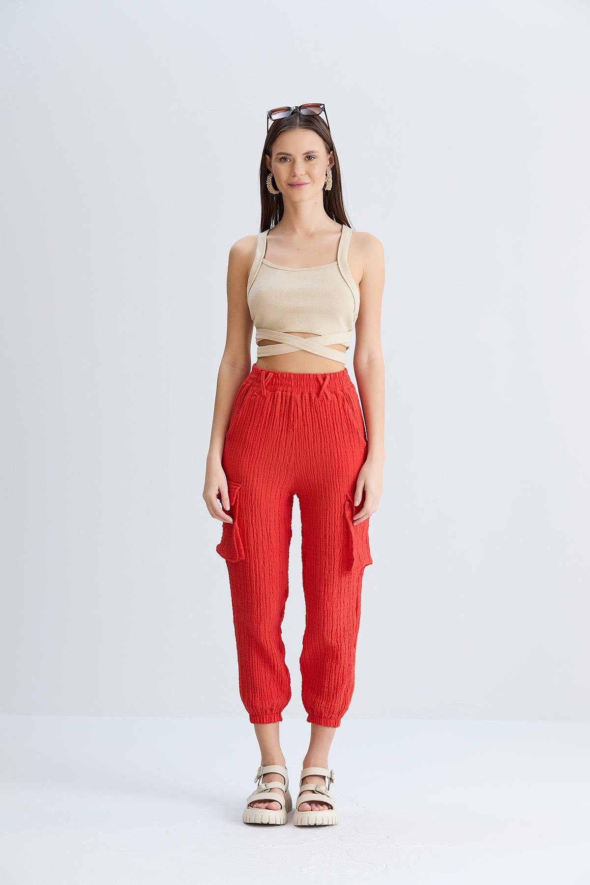 Kargo Cepli Gofre Pantolon - Nar