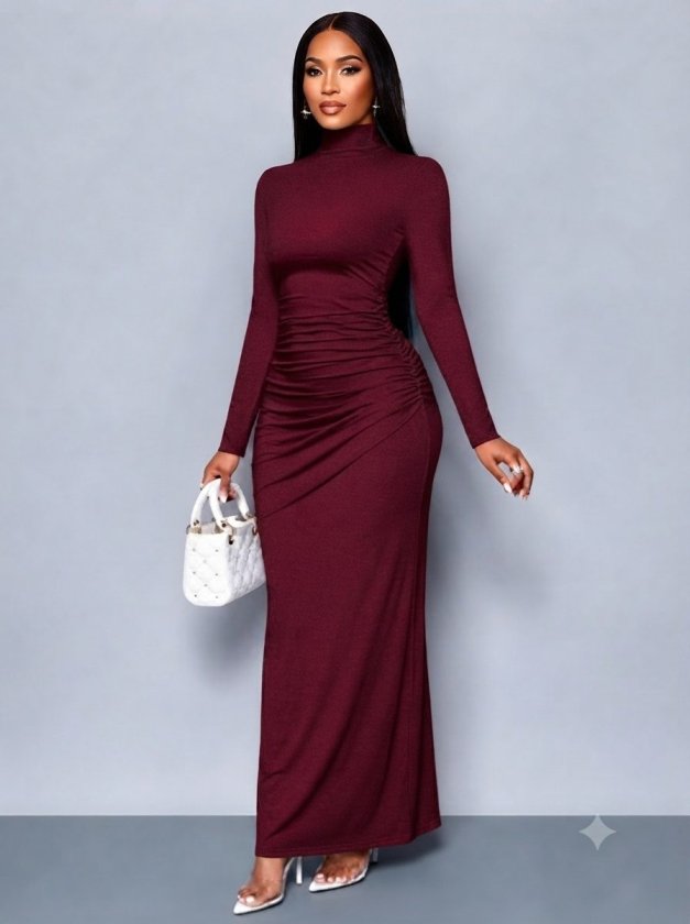 Bordo Zarif Bodycon Elbise
