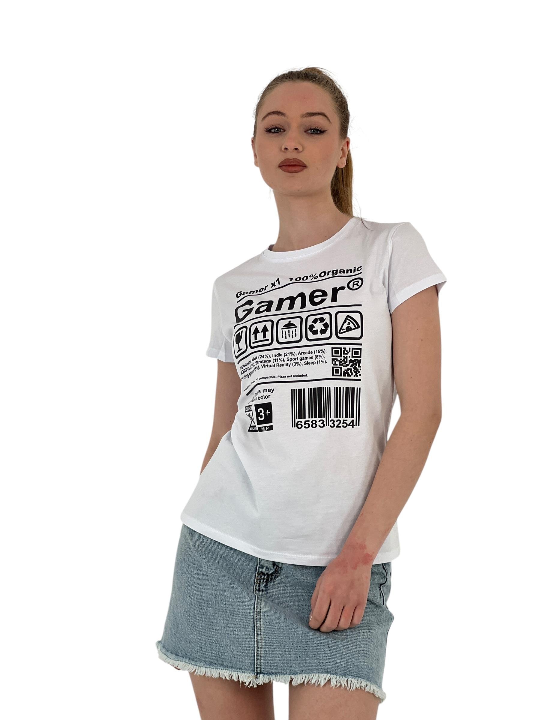 Gamer Baskılı Kısa Kollu Yazlık Beyaz Tişört
