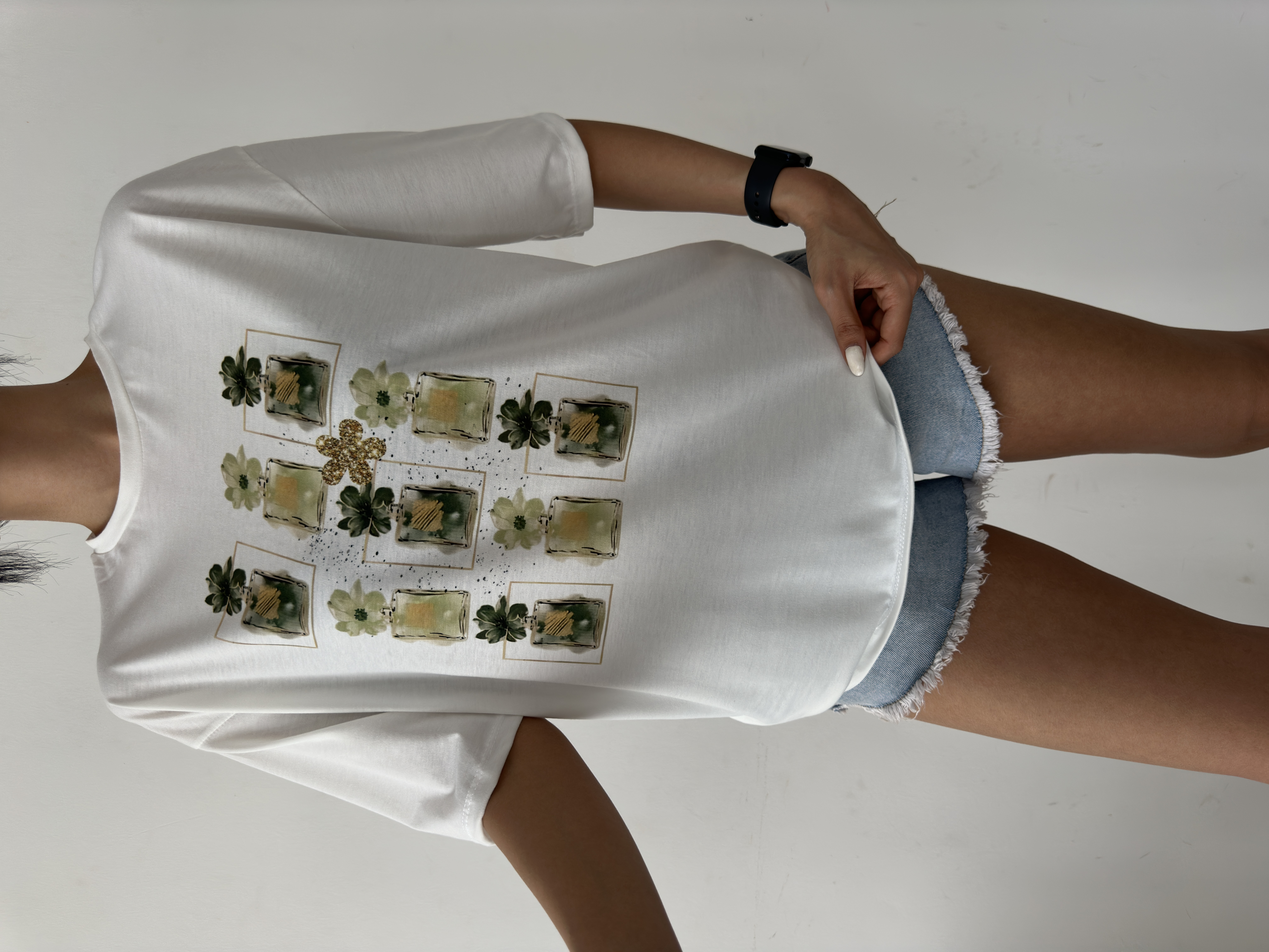 Çiçek Baskılı Basic T-shirt