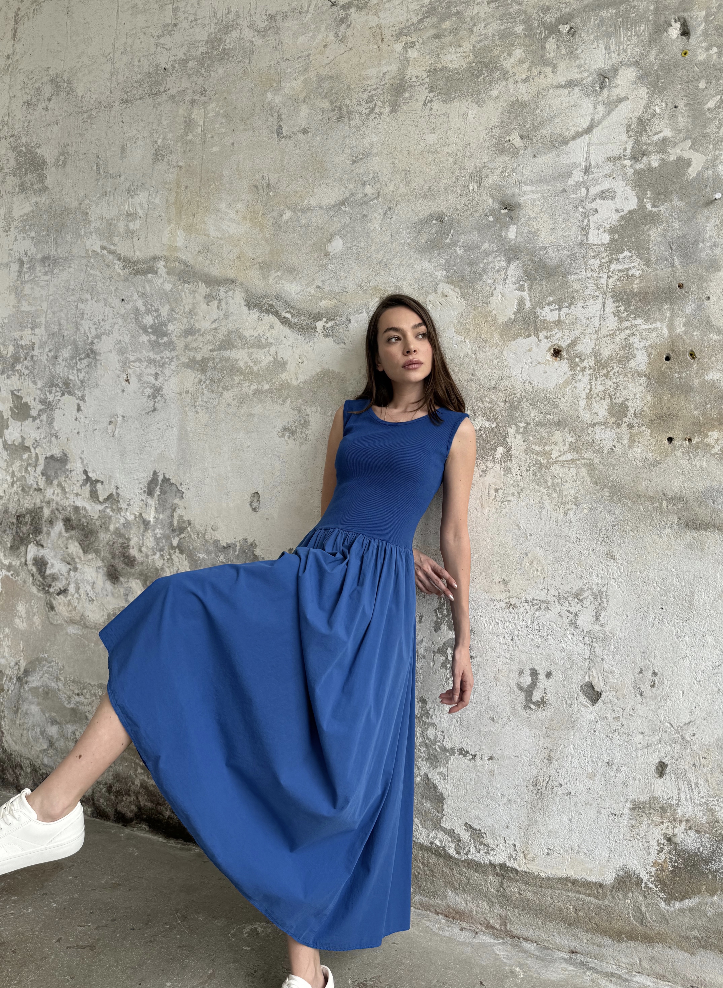 Ribana Üst Maxi Elbise - Saks