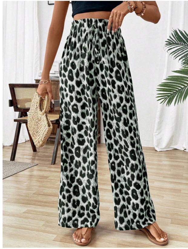 Beli Lastikli Leopar Desen Süprem Pantalon