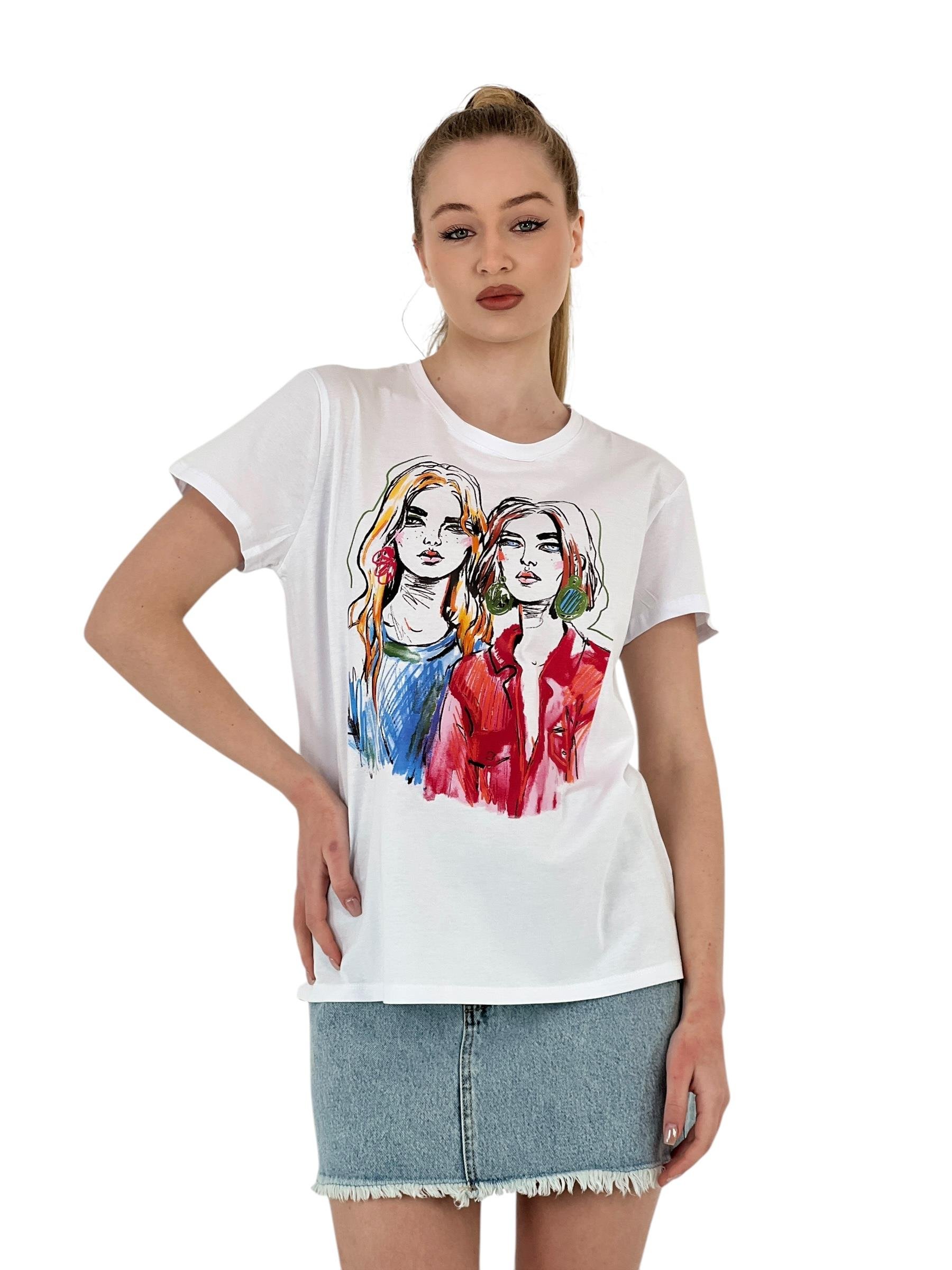 İllüstrasyon Baskılı T-shirt – Siyah & Beyaz