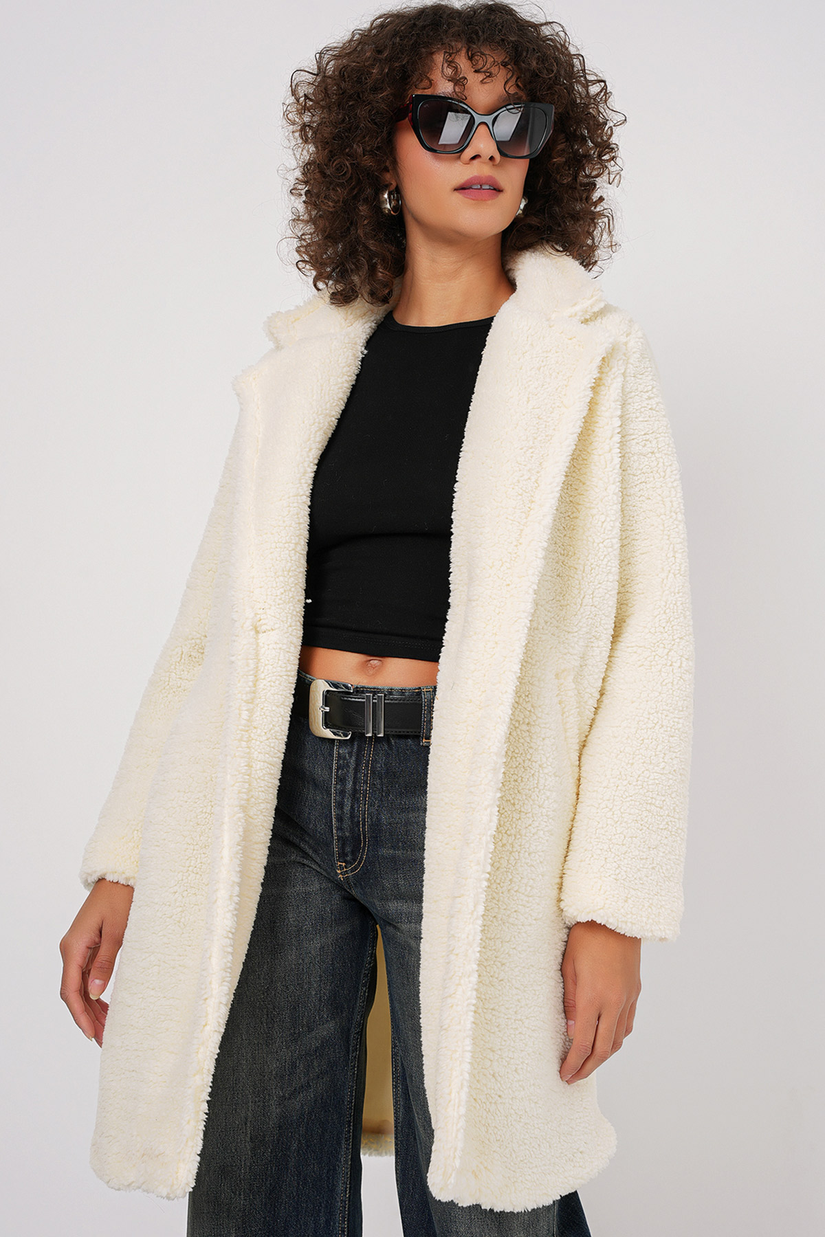 Oversize Peluş Kaban - Ekru