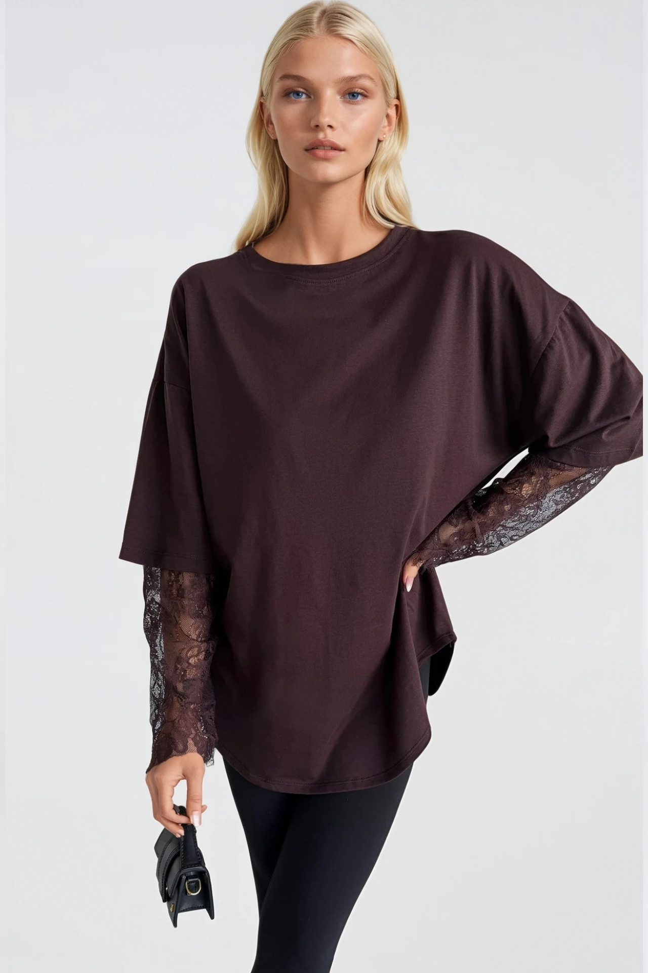 Kahverengi Oversized Fit Günlük Tişört
