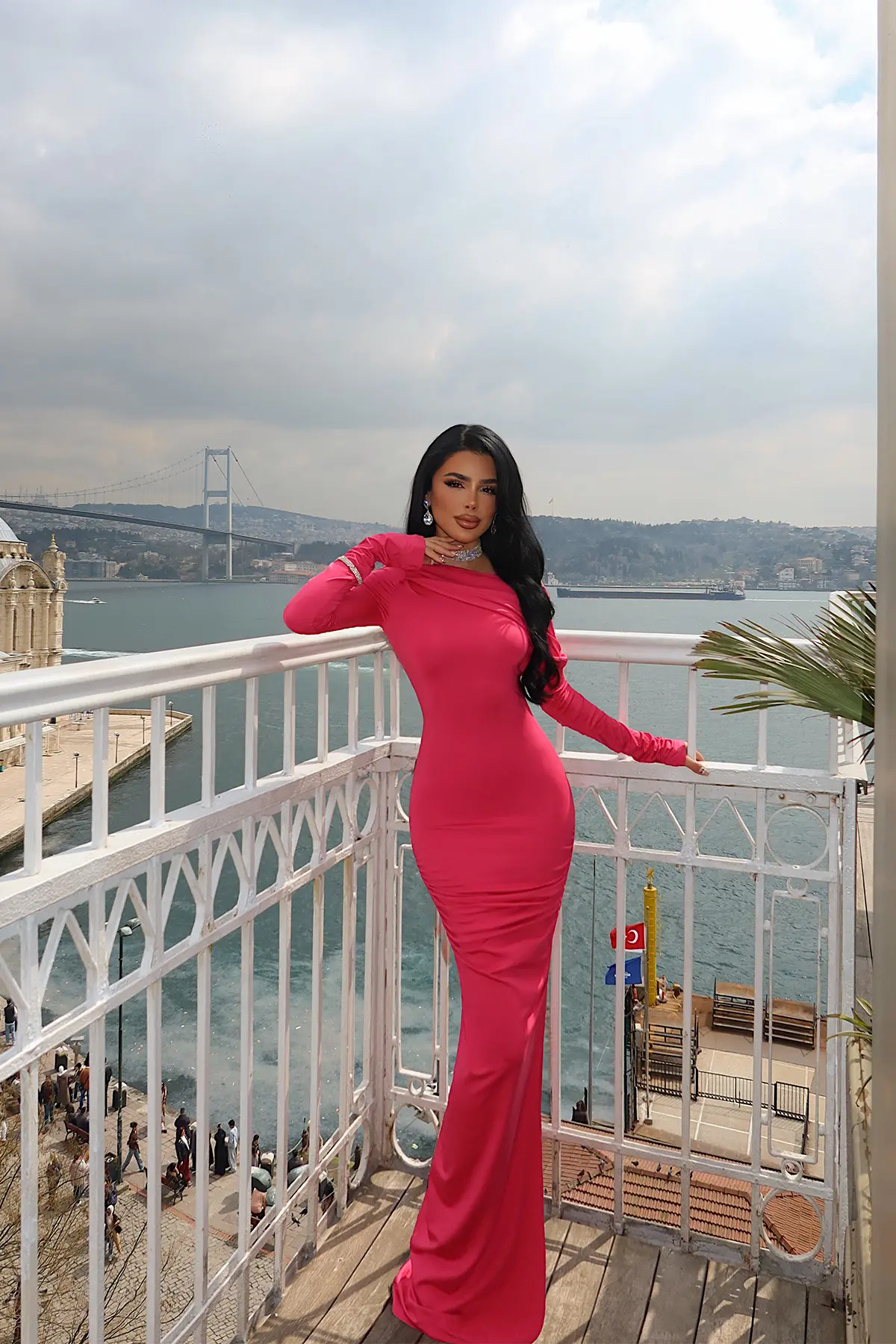 Fuşya Seksi Zarif Bodycon Elbise