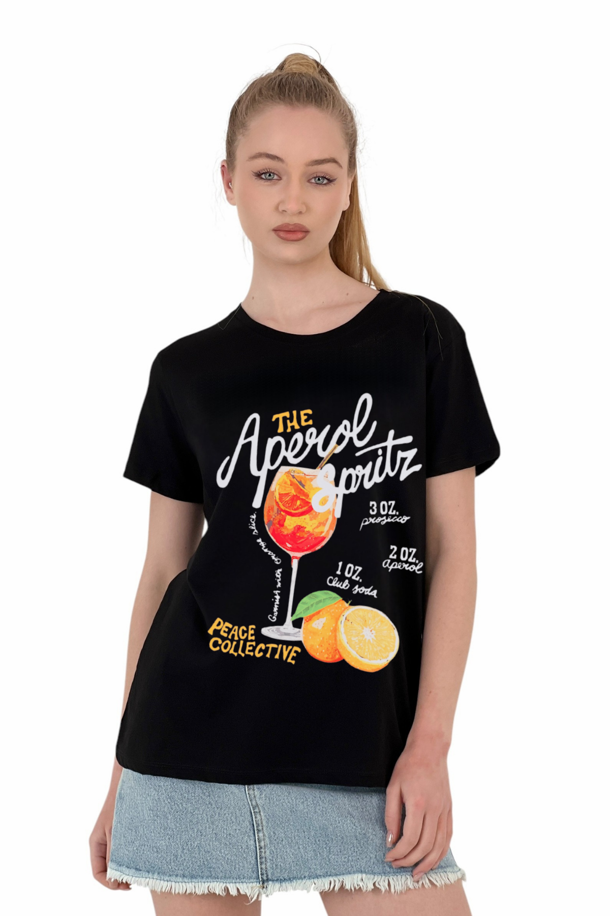 Spritz Baskılı Tişört – Siyah & Beyaz