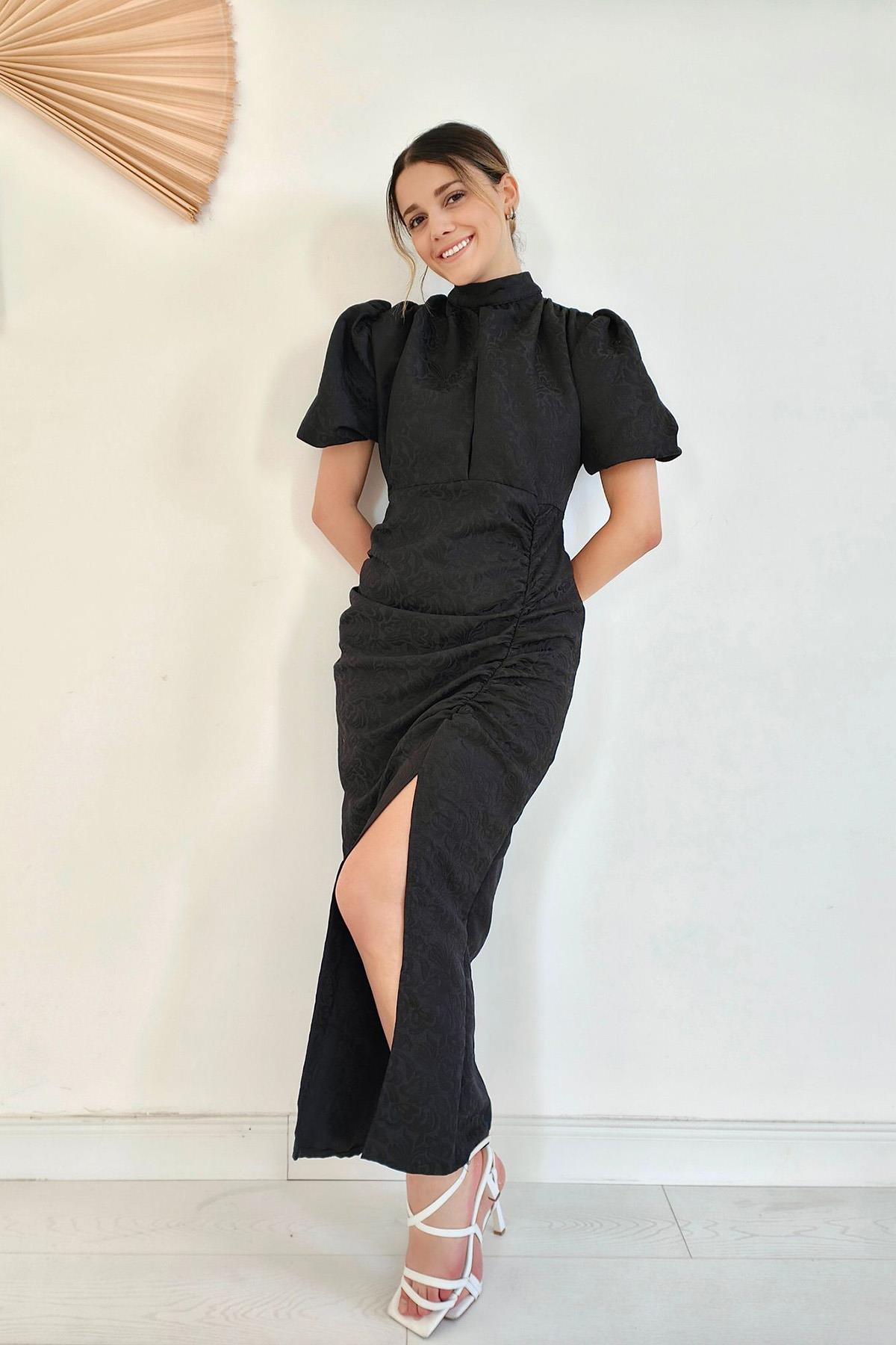 Zarif Siyah Fit & Flare Elbise