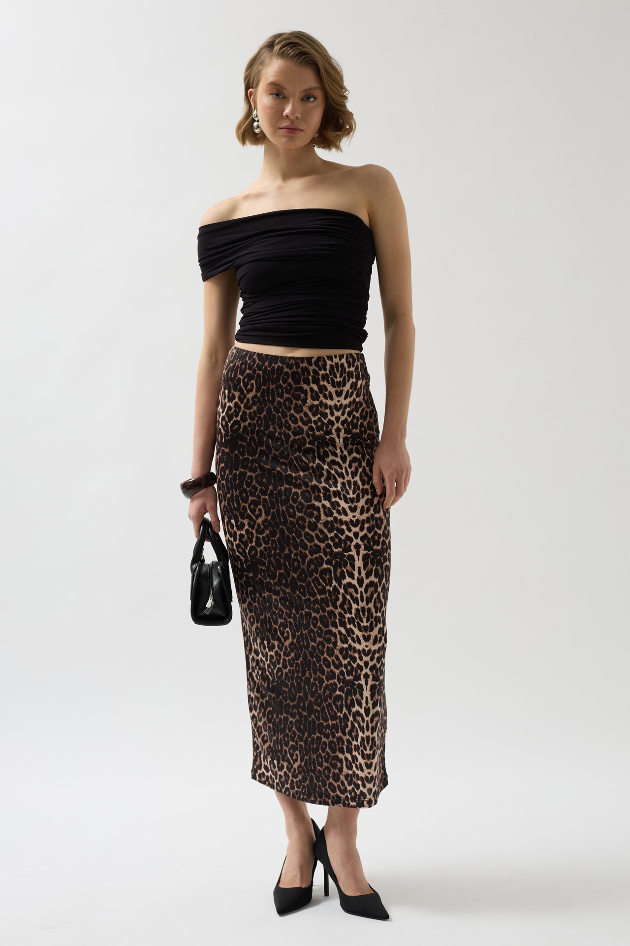 Leopar Desen Midi Etek - Leopar