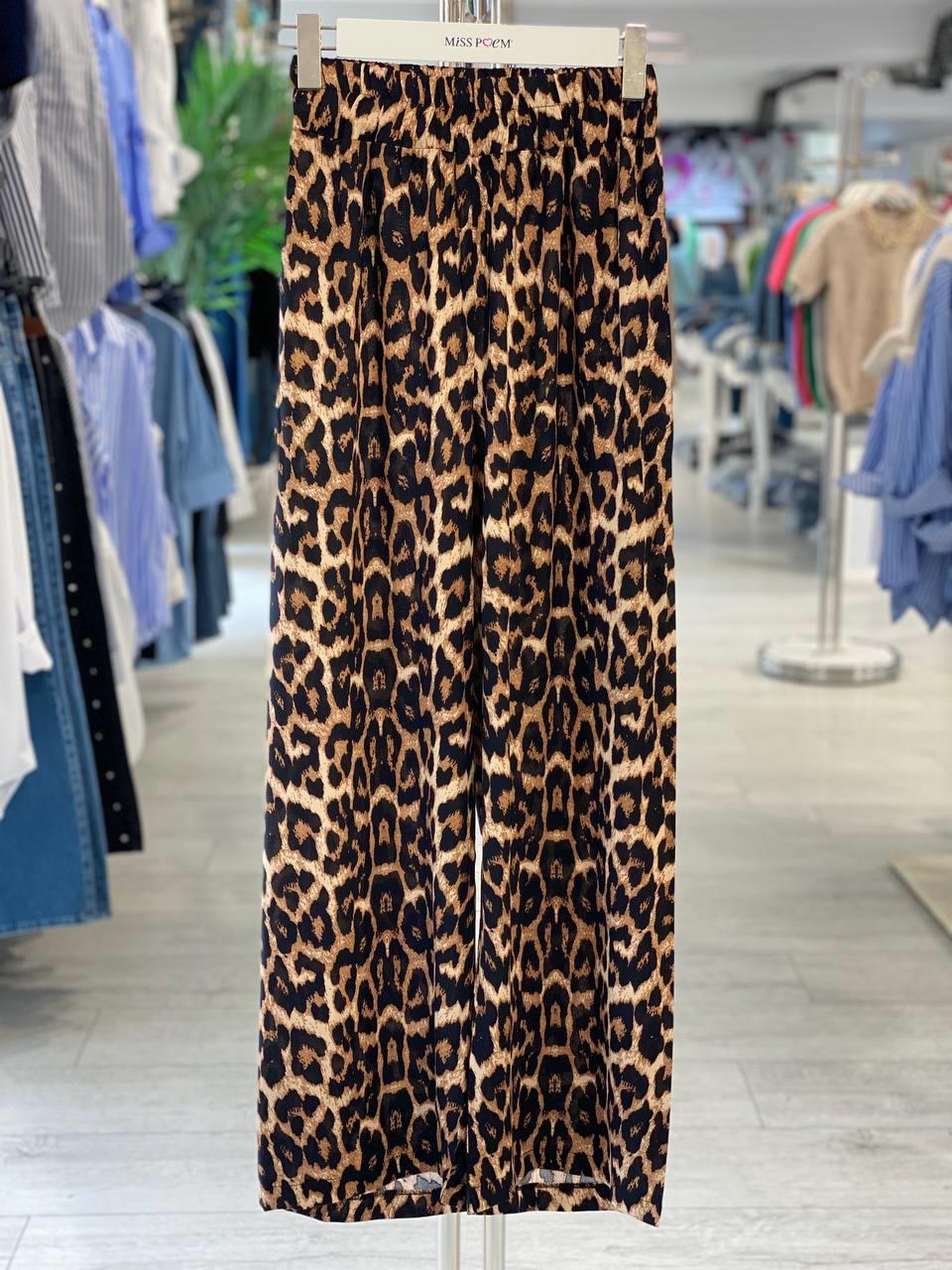 Kahverengi Leopar Baskılı Palazzo Pantolon