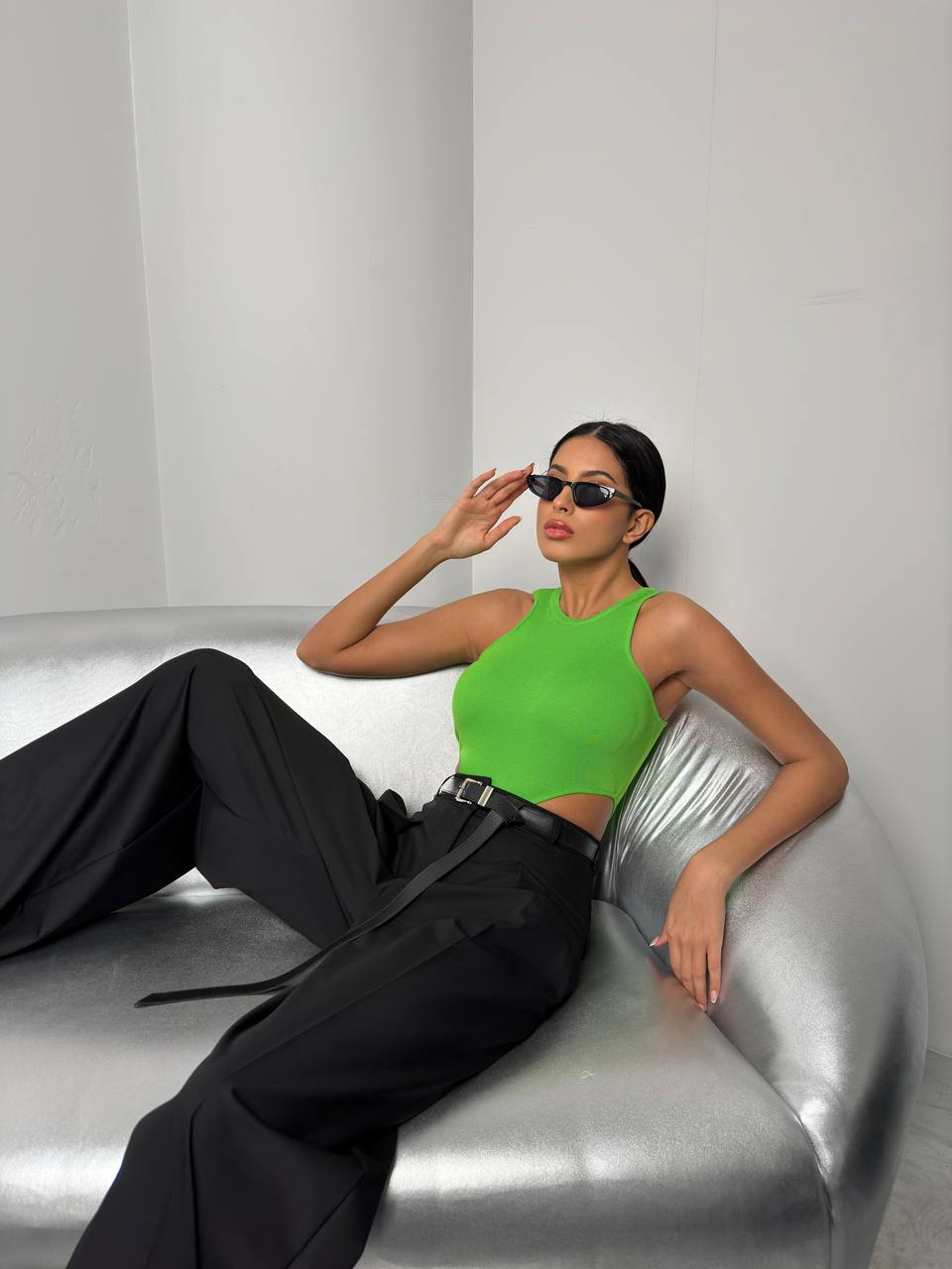 Pencere Detay Yüzücü Bodysuit - Lime
