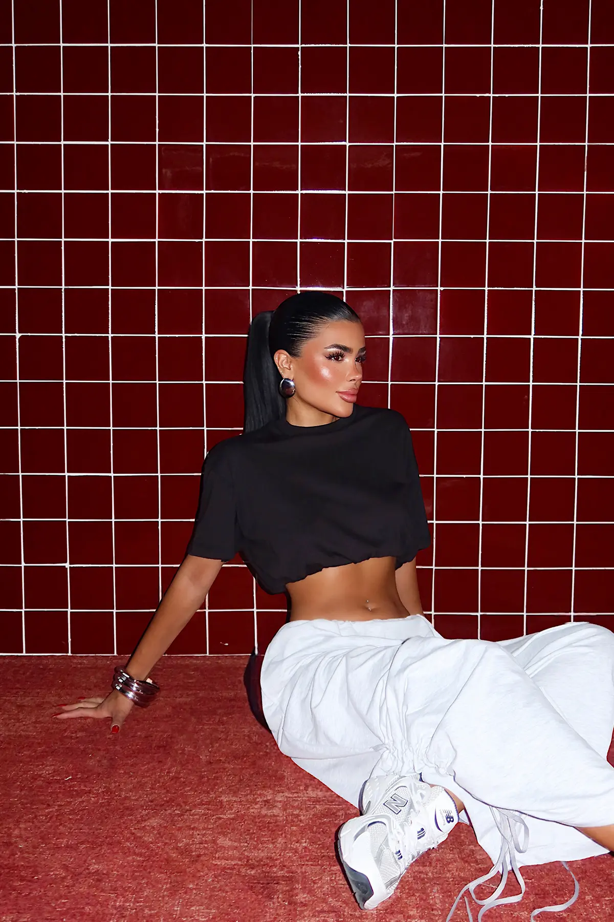 Siyah Crop Top Gündelik Sokak Tarzı