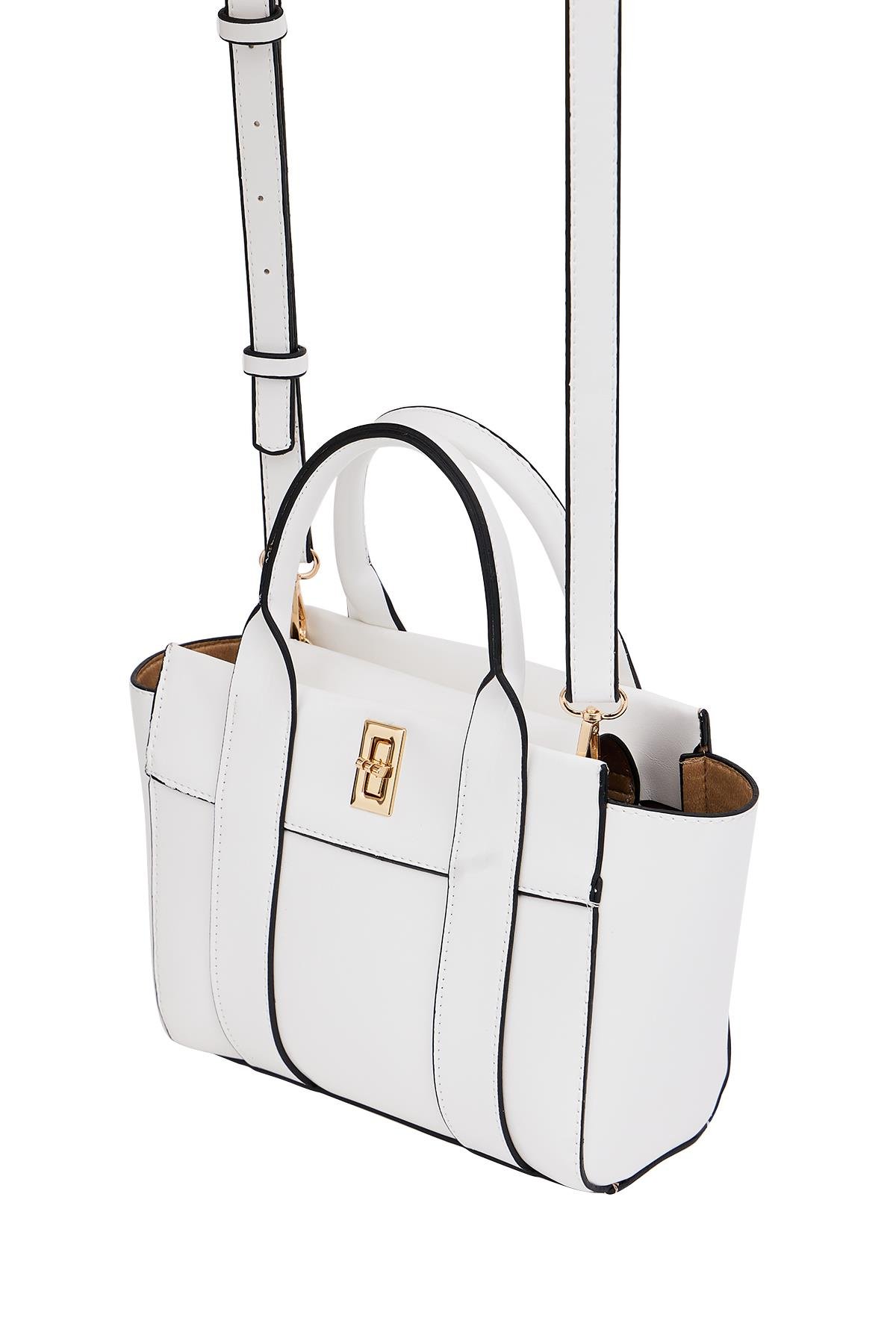 Mini Tote El ve Omuz Çantası Beyaz