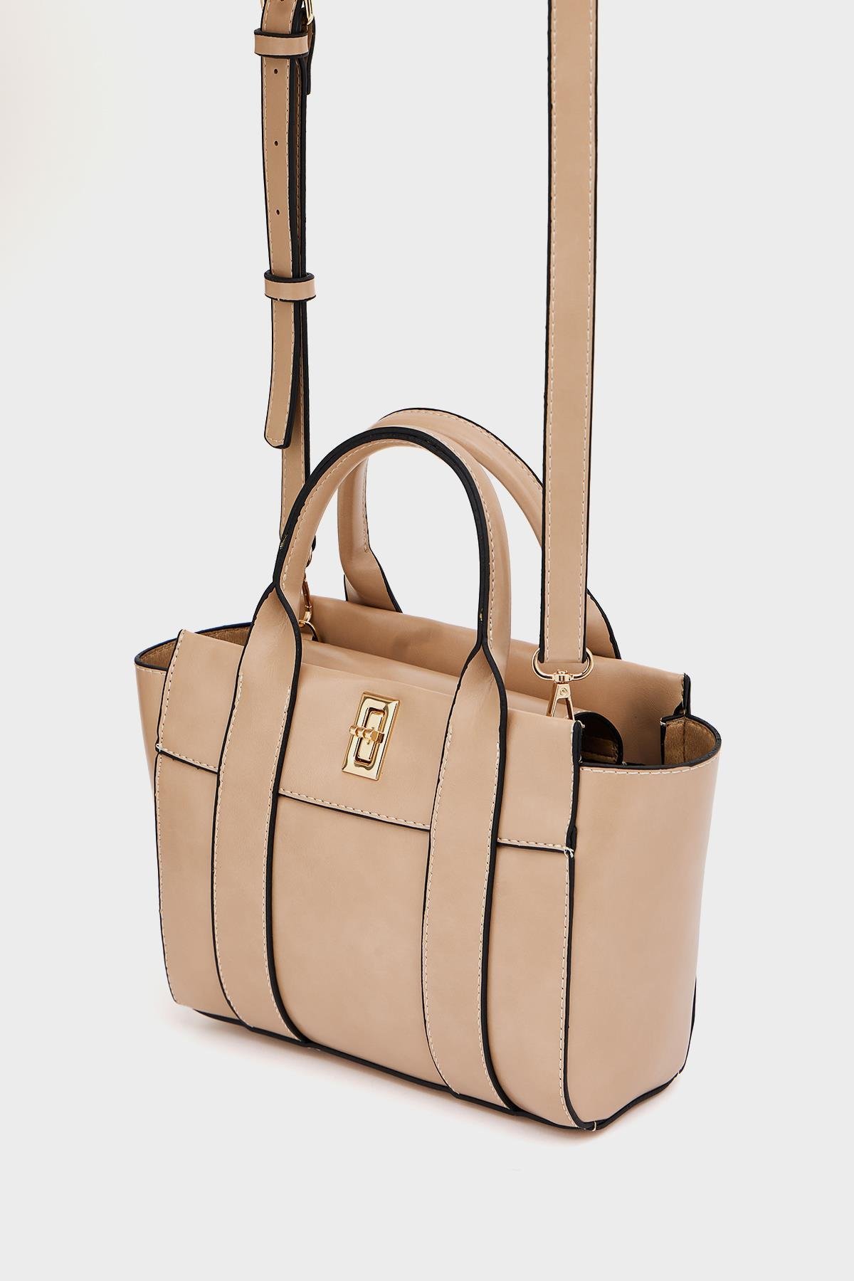 Mini Tote El ve Omuz Çantası Vizon