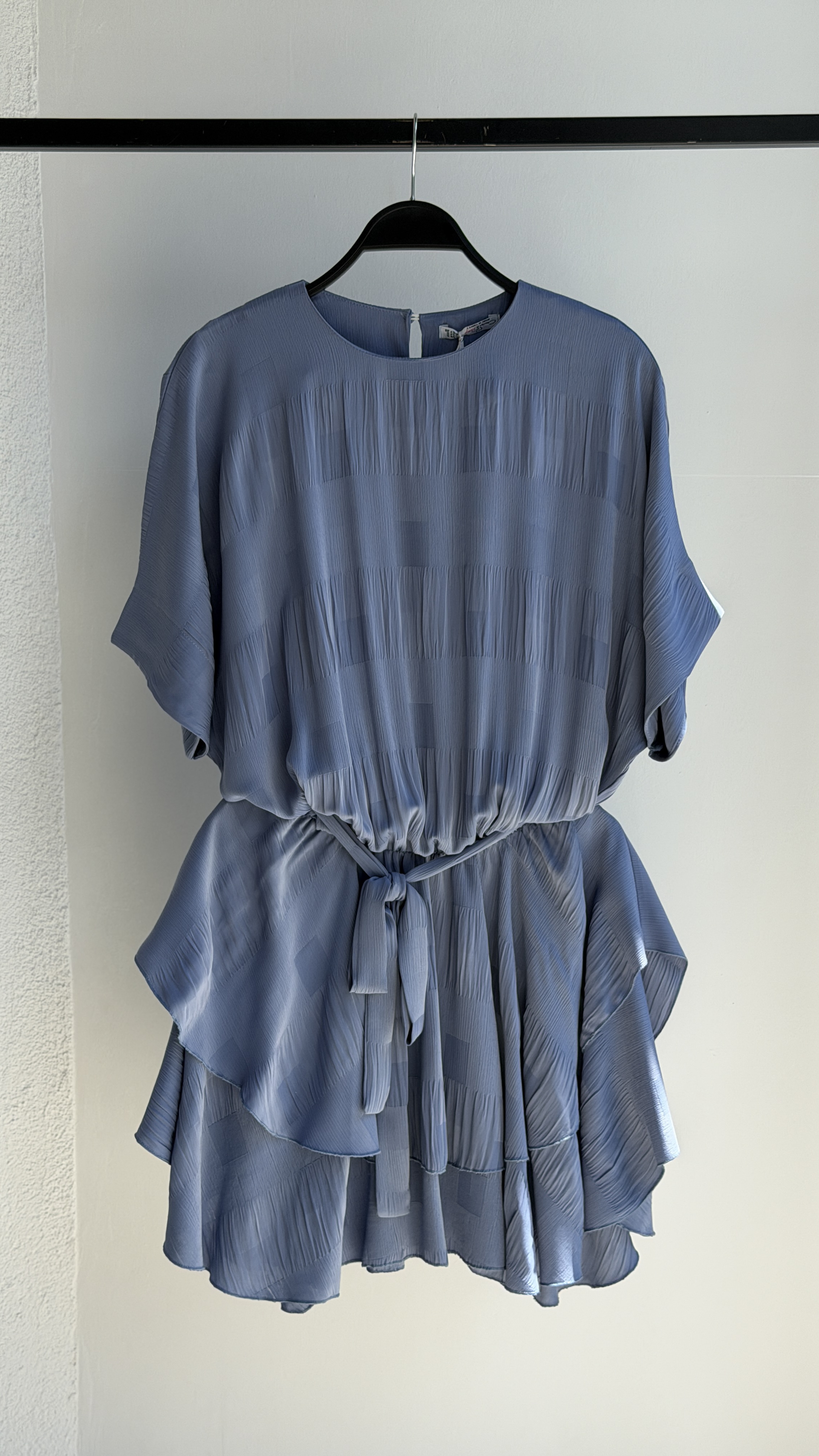 Zarif Mavi Fit & Flare Mini Elbise