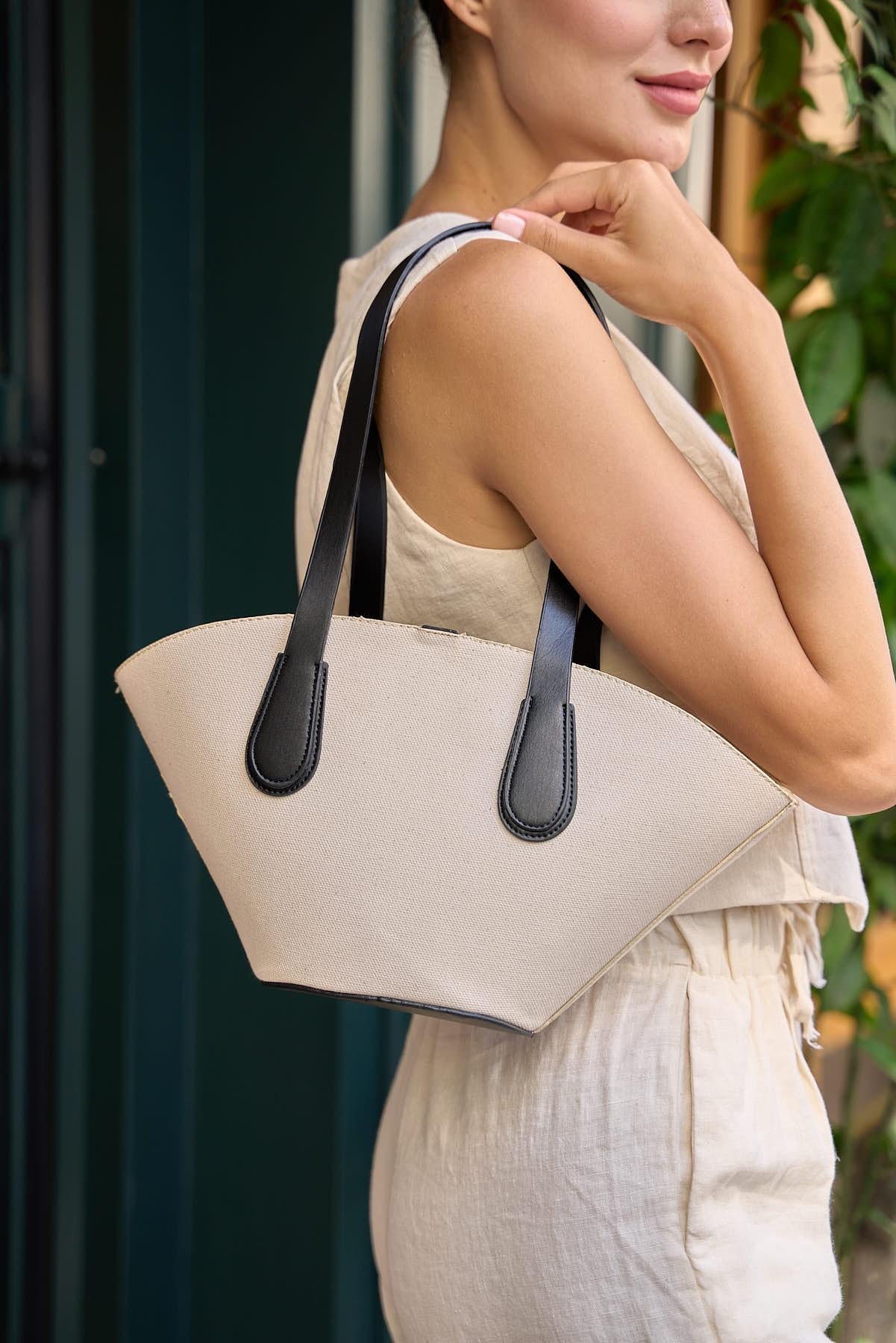 Deri Görünümlü Shopper Çanta