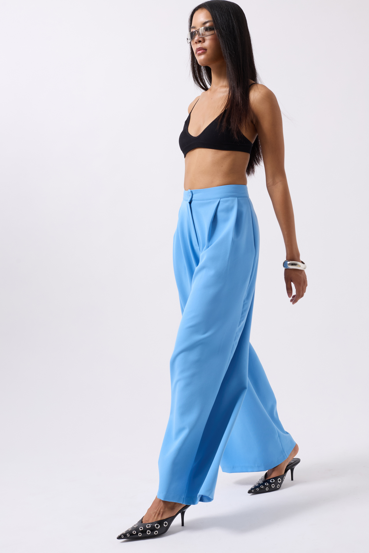 Casual Yüksek Bel Pantolon - Mavi