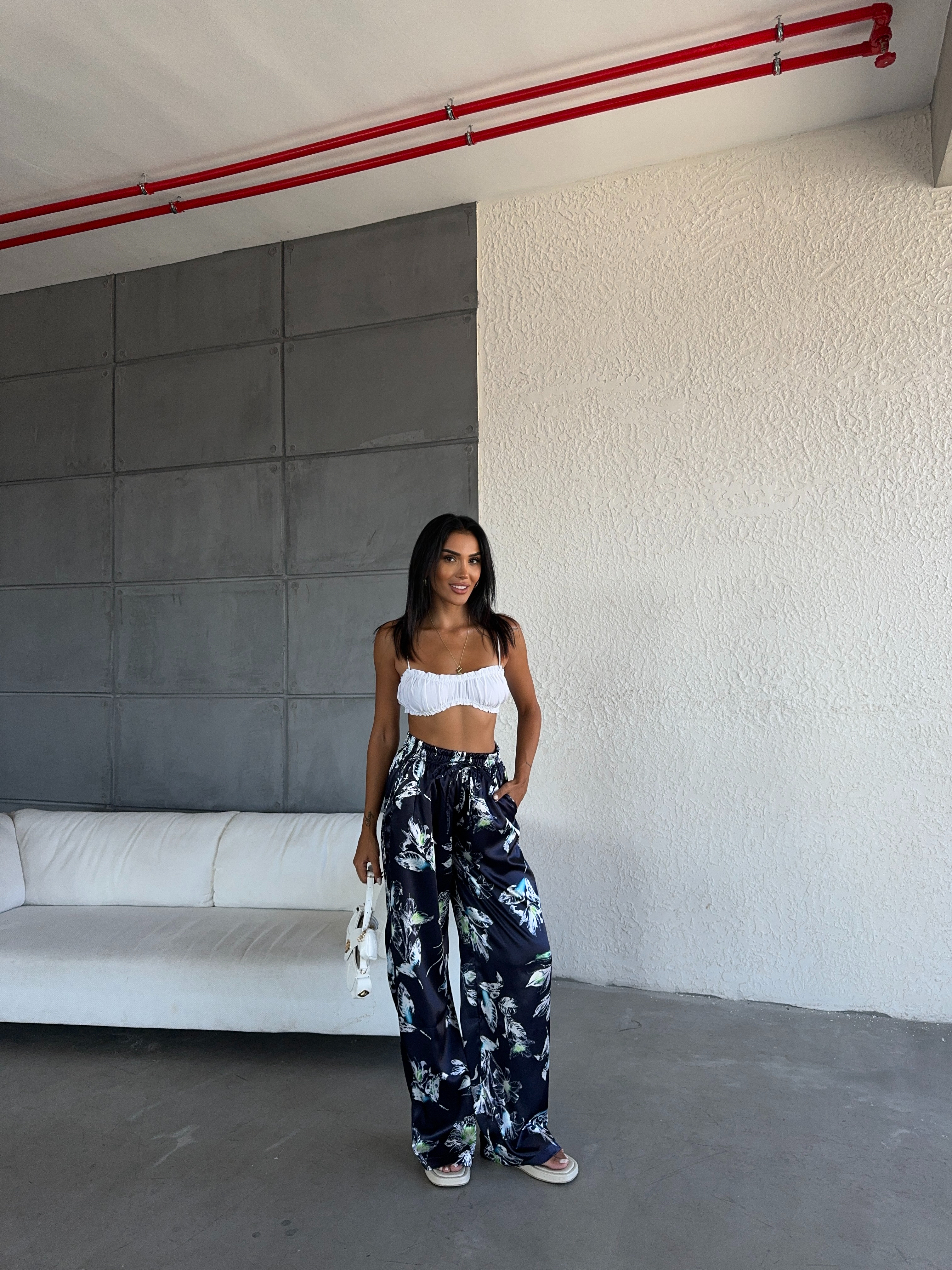 Beli Lastikli Saten Pantolon