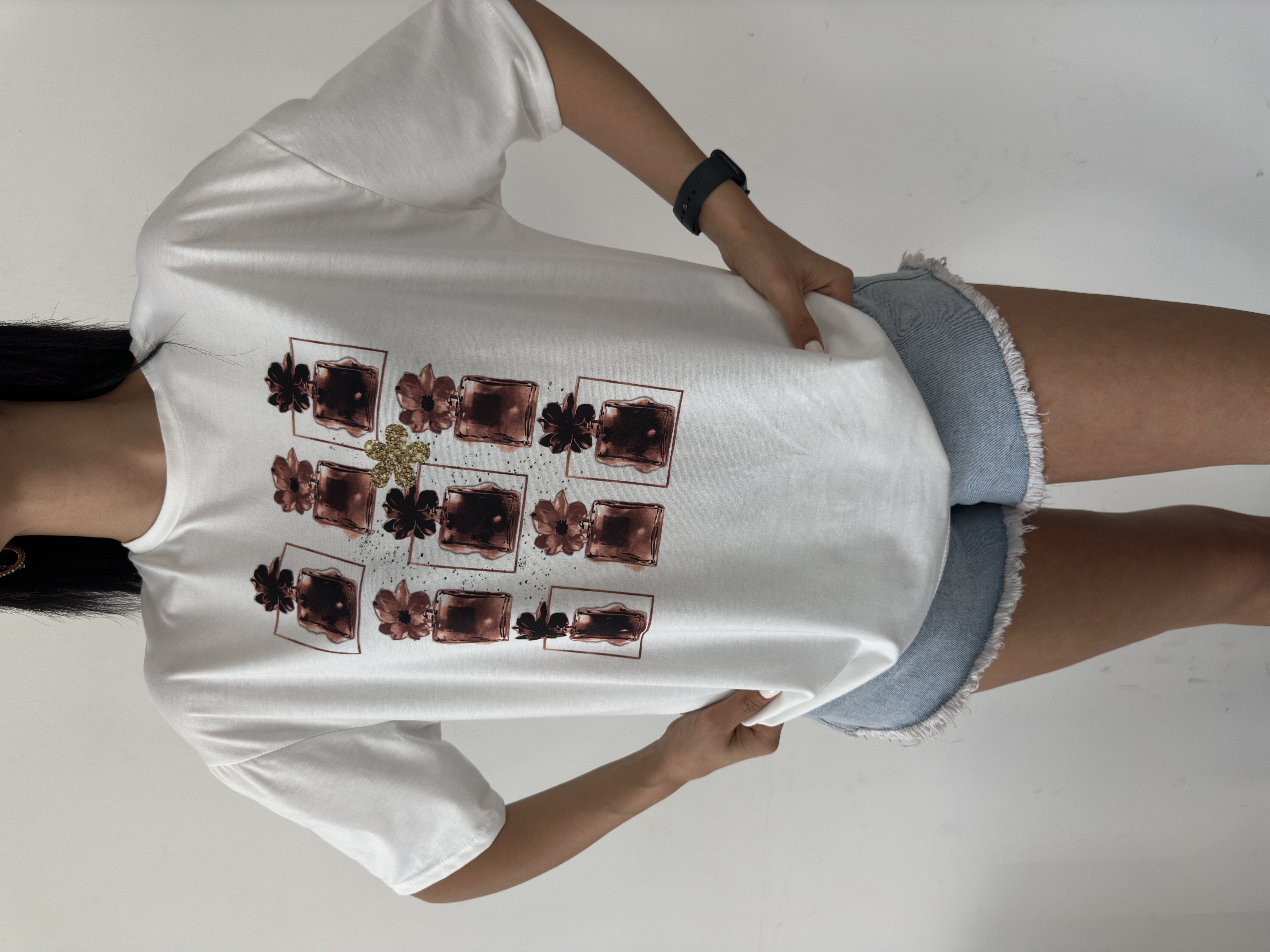 Çiçek Baskılı Basic T-shirt