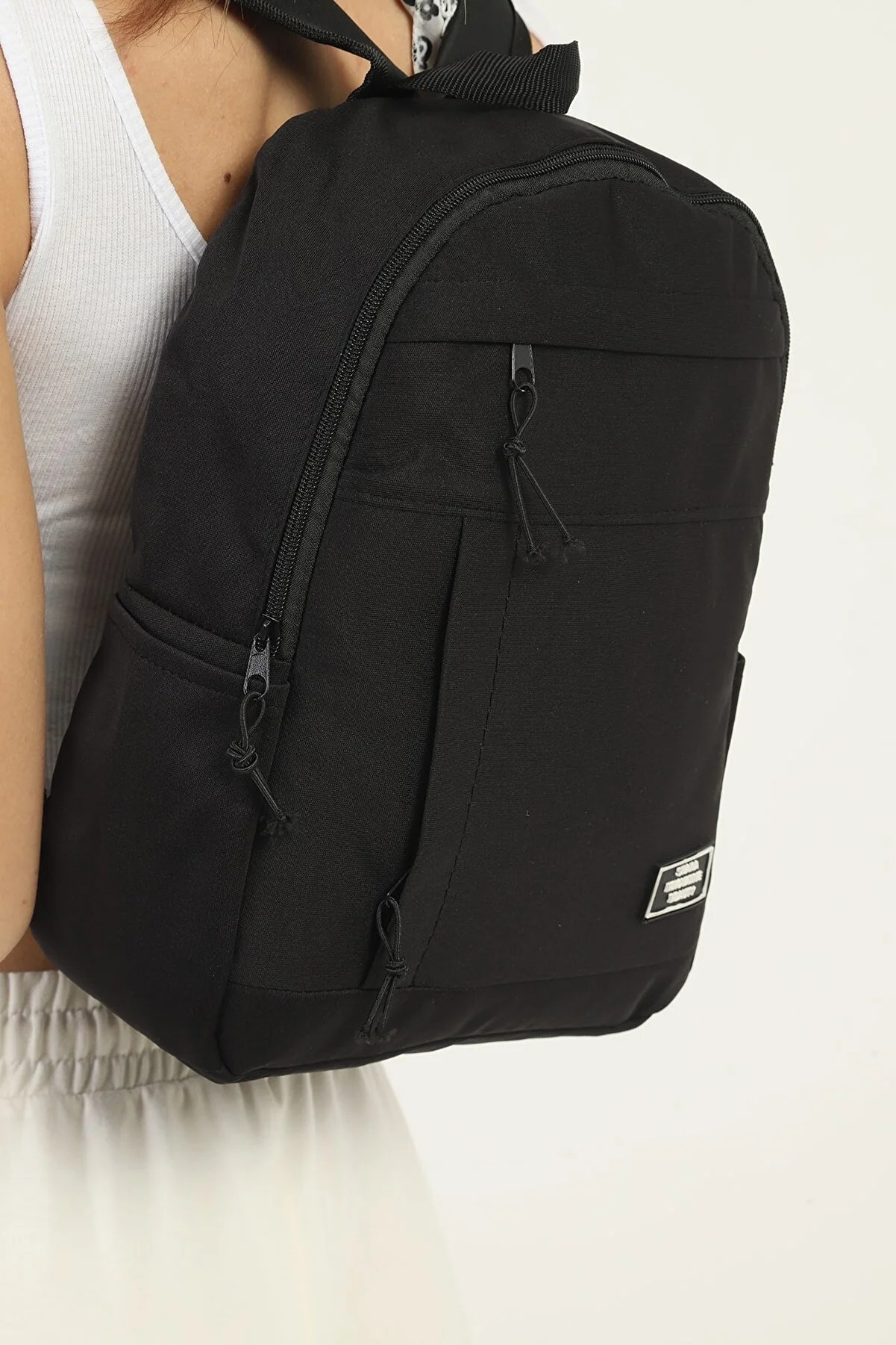 Fermuar 5 Bölmeli Kanvas Kumaş Unisex Okul Spor Günlük Kullanım Sırt Çantası