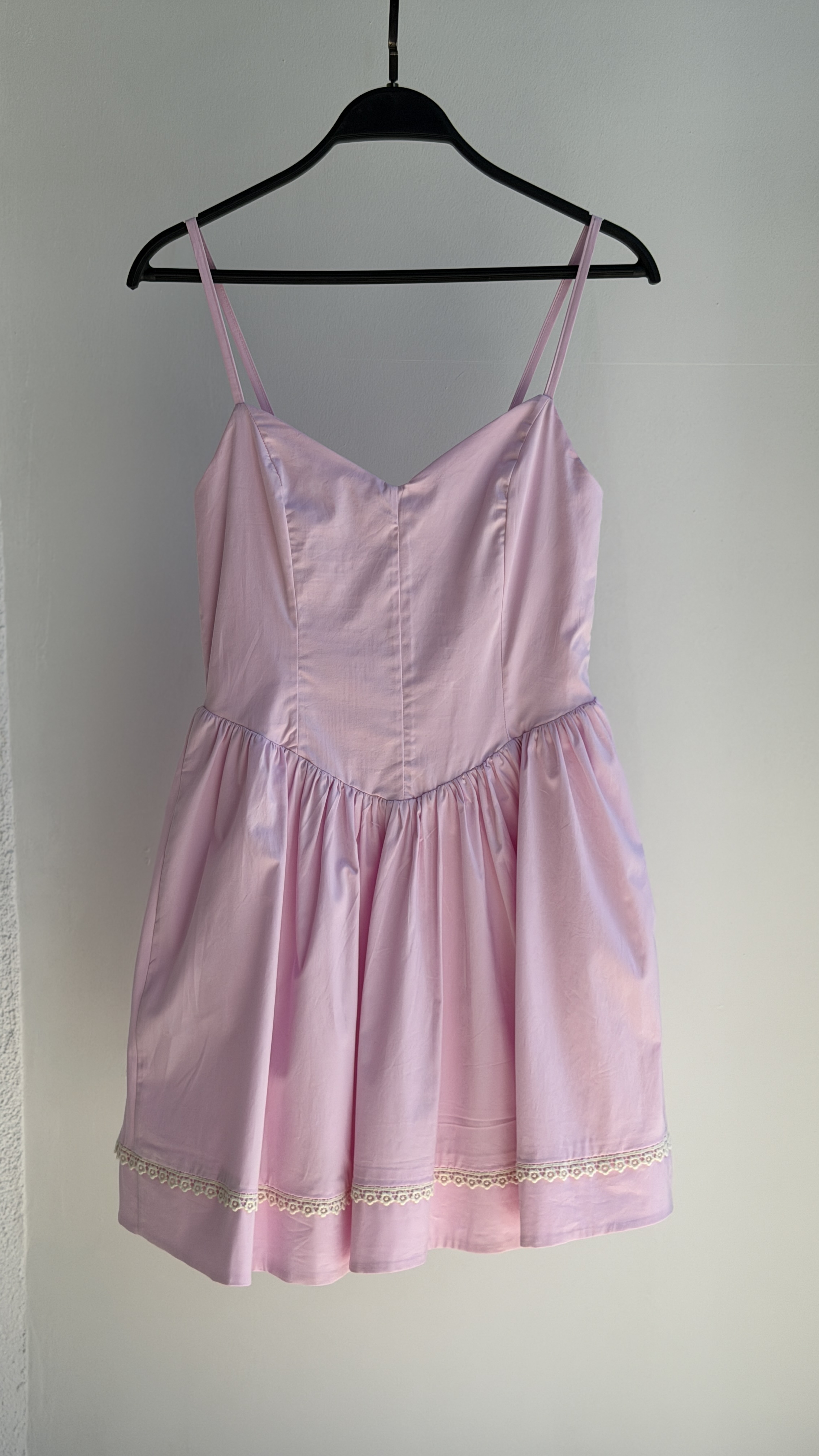 Pembe Babydoll Elbise Kalp Yakalı