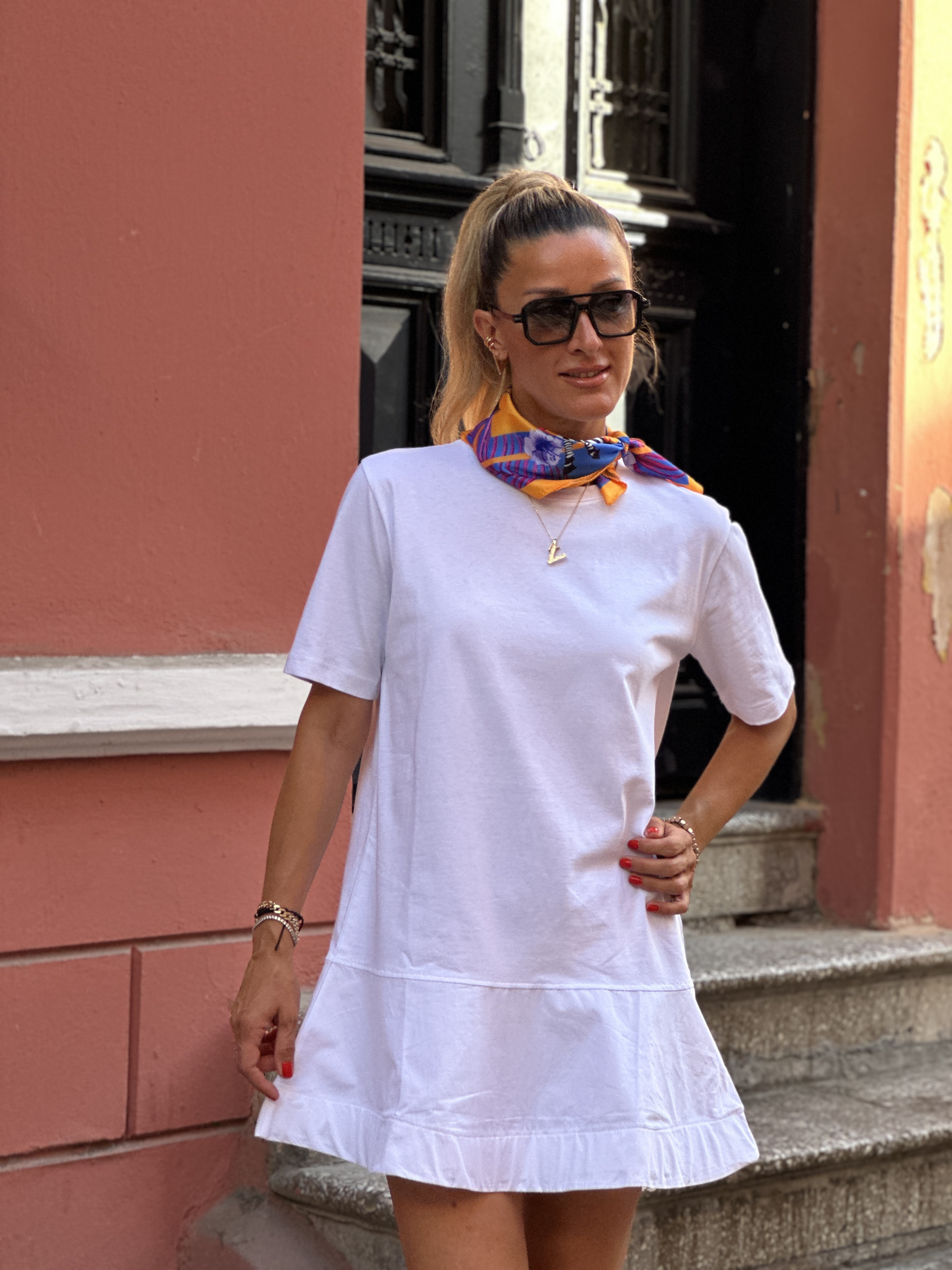 Beyaz Gündelik Mini Düz Elbise