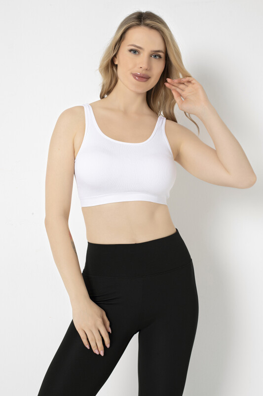Beyaz Halter Yaka Dikişsiz Sütyen
