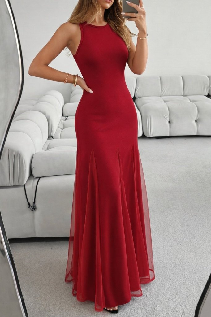 Bordo Fit & Flare Elbise