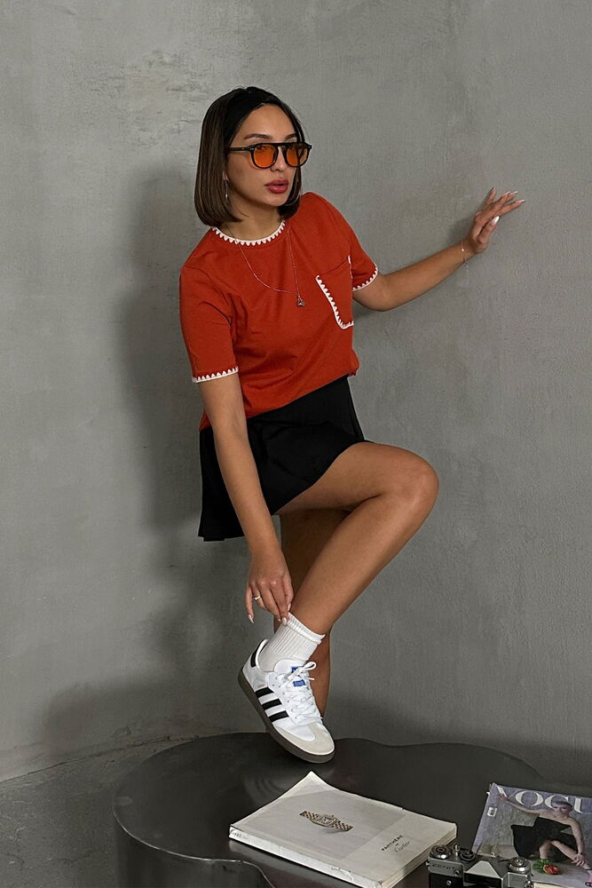 Kiremit  Çoban Dikişli T-shirt