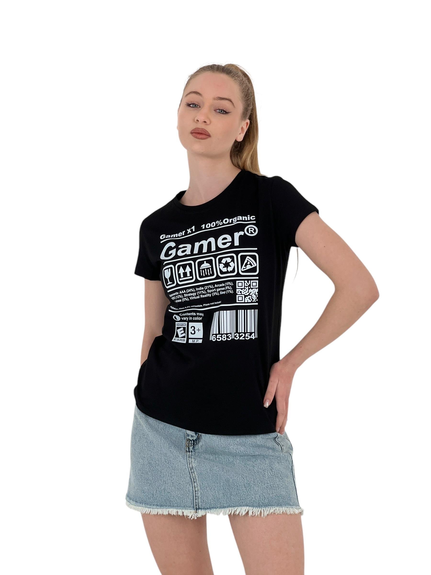 Gamer Baskılı Kısa Kollu Yazlık Beyaz Tişört