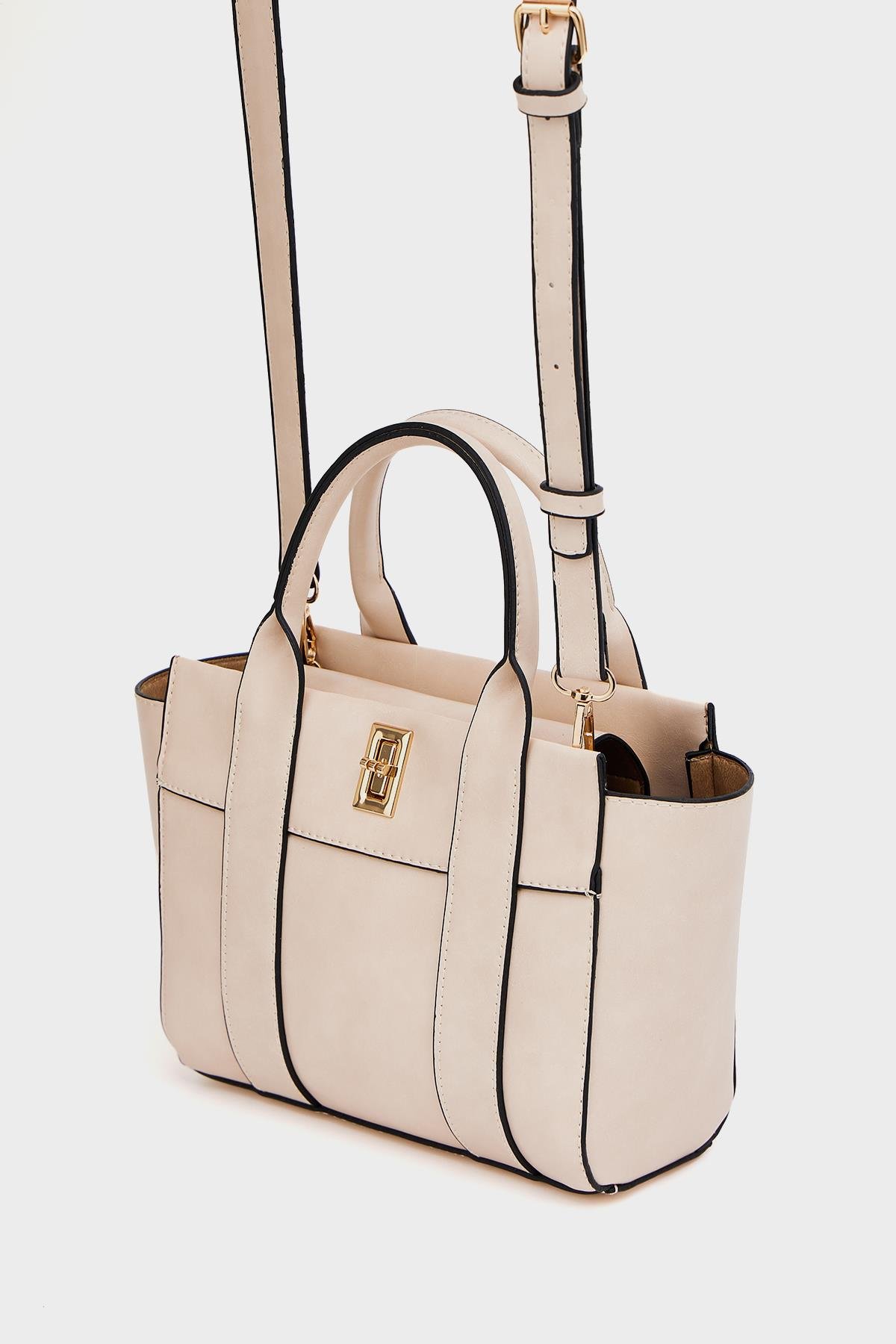 Mini Tote El ve Omuz Çantası Krem