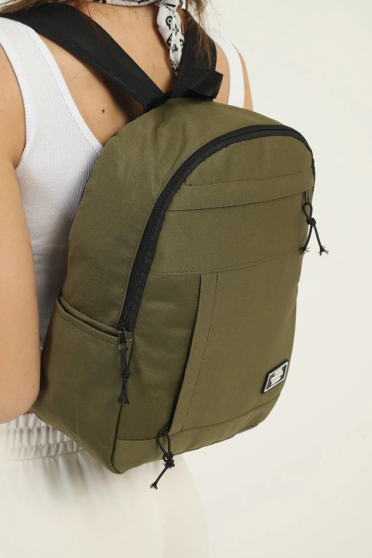 Fermuar 5 Bölmeli Kanvas Kumaş Unisex Okul Spor Günlük Kullanım Sırt Çantası