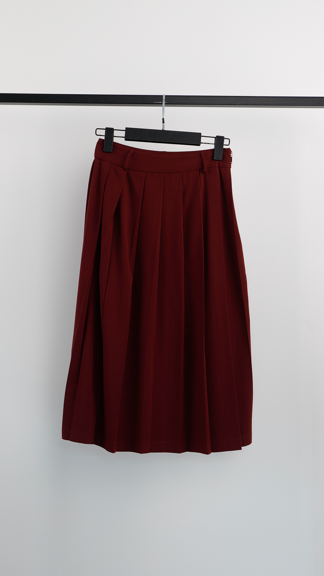 Yandan Fermuaralı Maxi Etek - Bordo