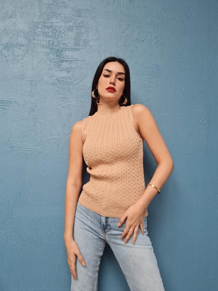 Triko Crop - Bej