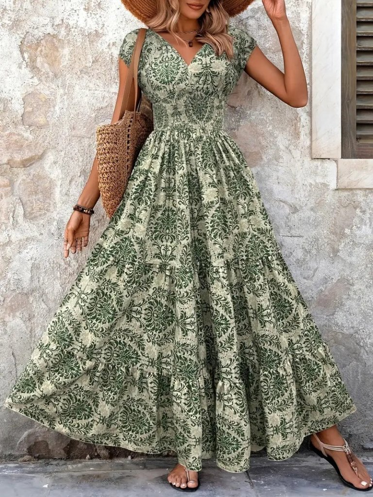 Kadın Kısa Kollu Kruvaze Yaka Beli Lastikli Süprem  - Mix Color
