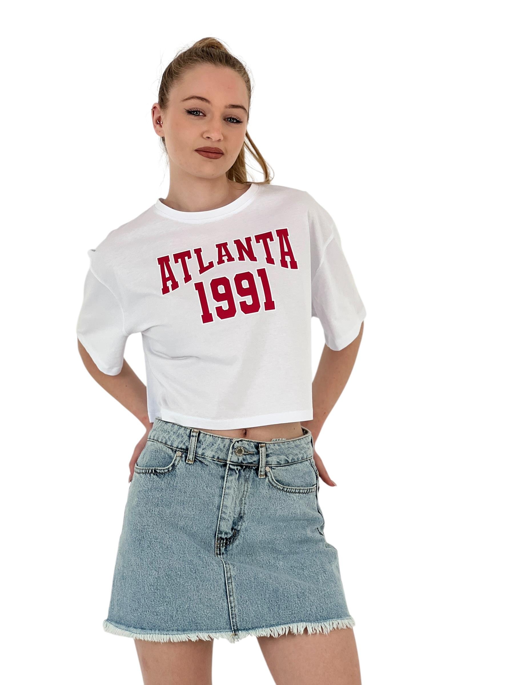 Oversize Yazı Baskılı Kısa Crop Tişört
