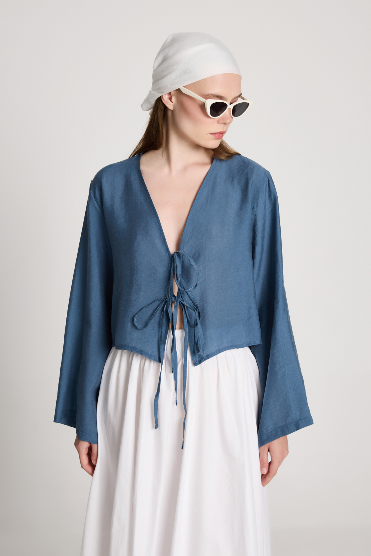 Mavi Etnik Gündelik Kimono