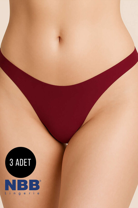 Ten Bordo Cappuccino 3'lü Lazer İz Yapmaz Kesim Tanga