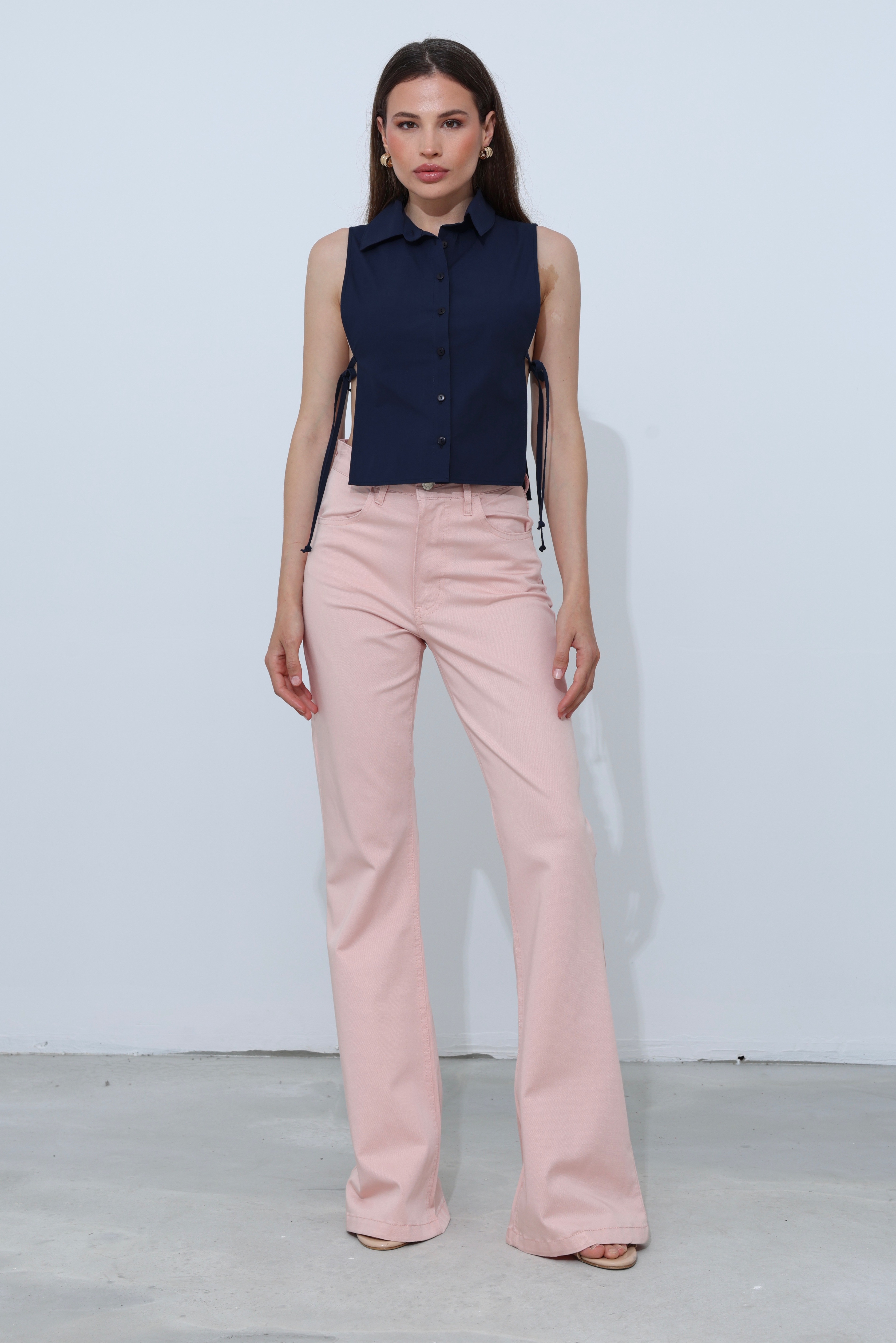 Pembe Gündelik Nostaljik Zarif Retro Pantolon